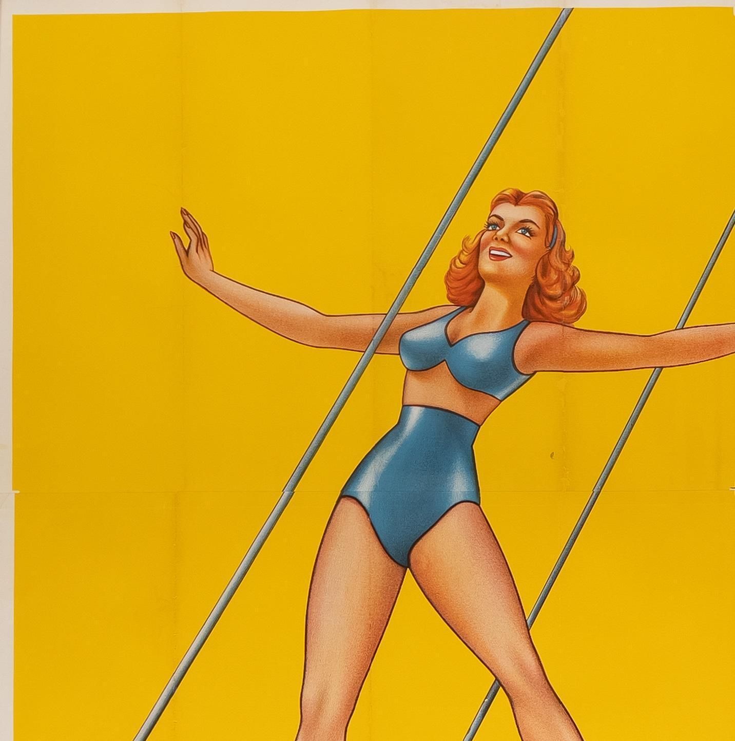 Affiche publicitaire « Circus Trapez », États-Unis, années 1960, grand format 6 feuilles, marouflée sur toile photo vinterior