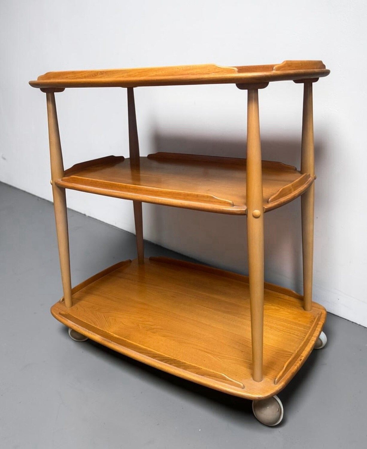 Ercol Blonde Windsor Trolley Coffee Table Three Tier Elm And Beech Retro C1960s photo Furniture