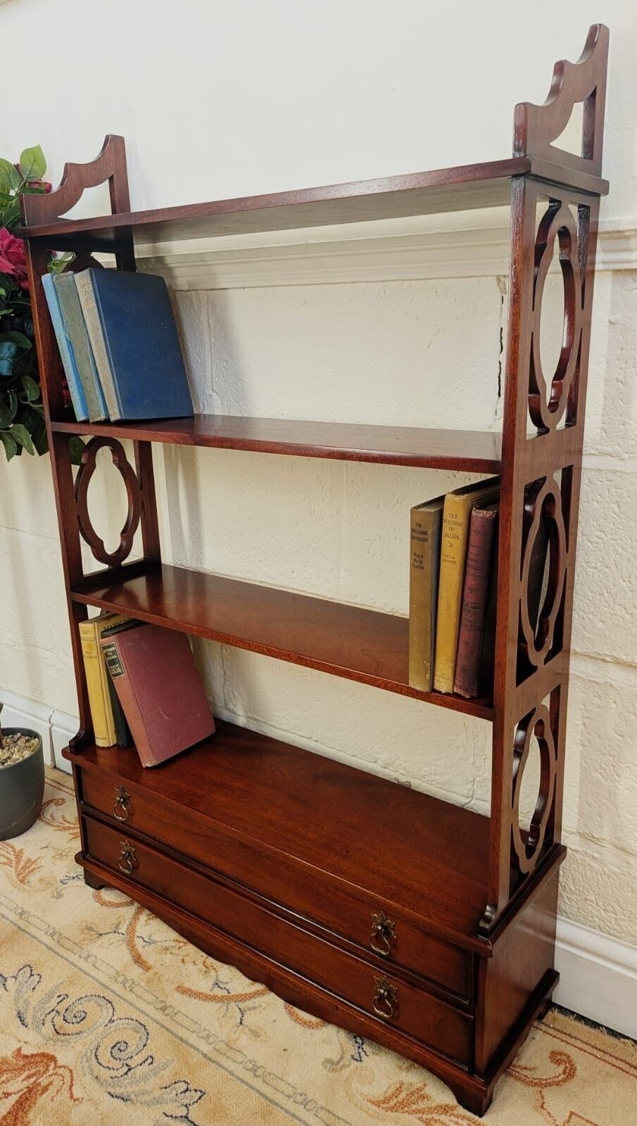 Edwardian Influence Mahogany Open Front 2 Drawer Bookcase photo furniture