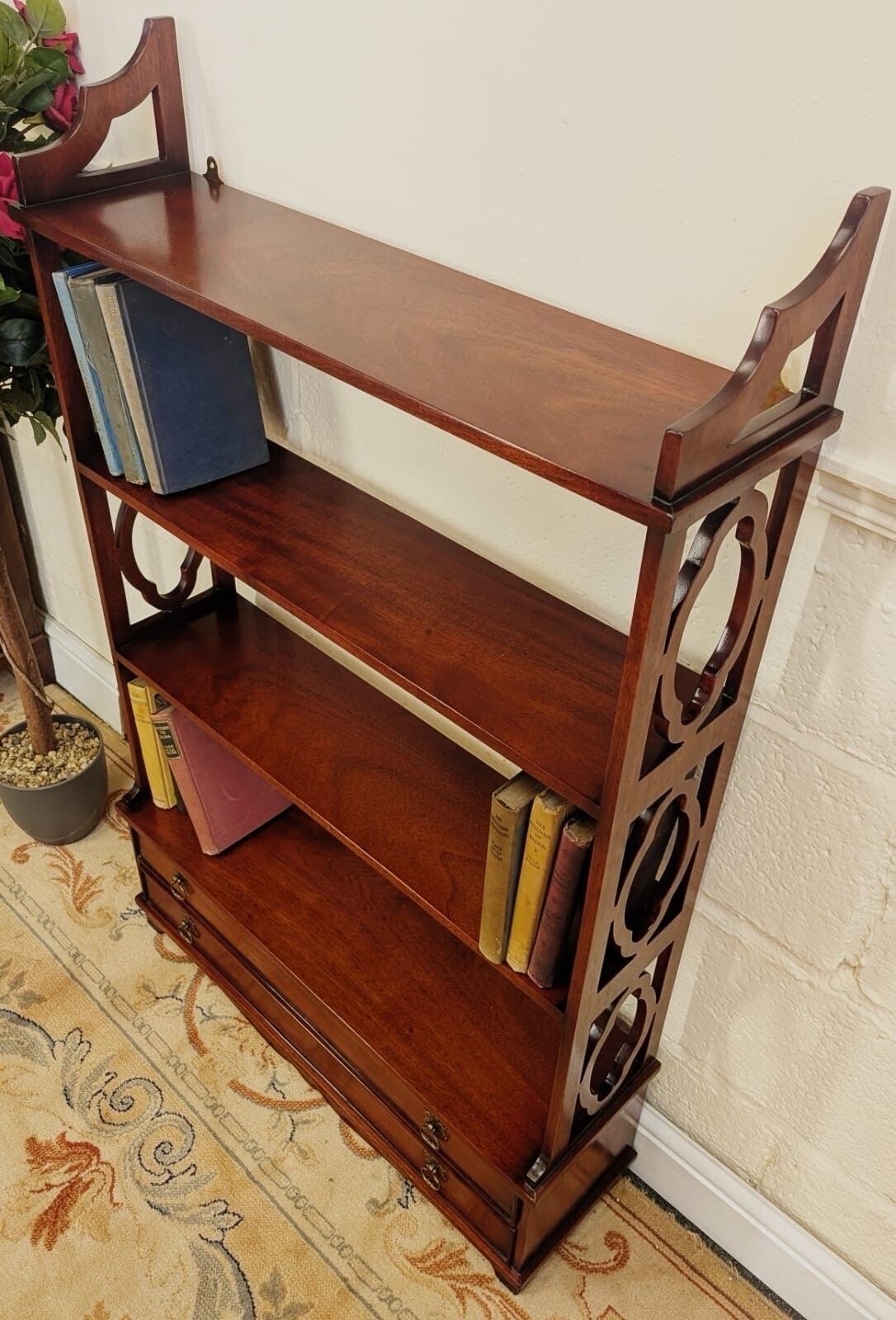 Edwardian Influence Mahogany Open Front 2 Drawer Bookcase photo for sale