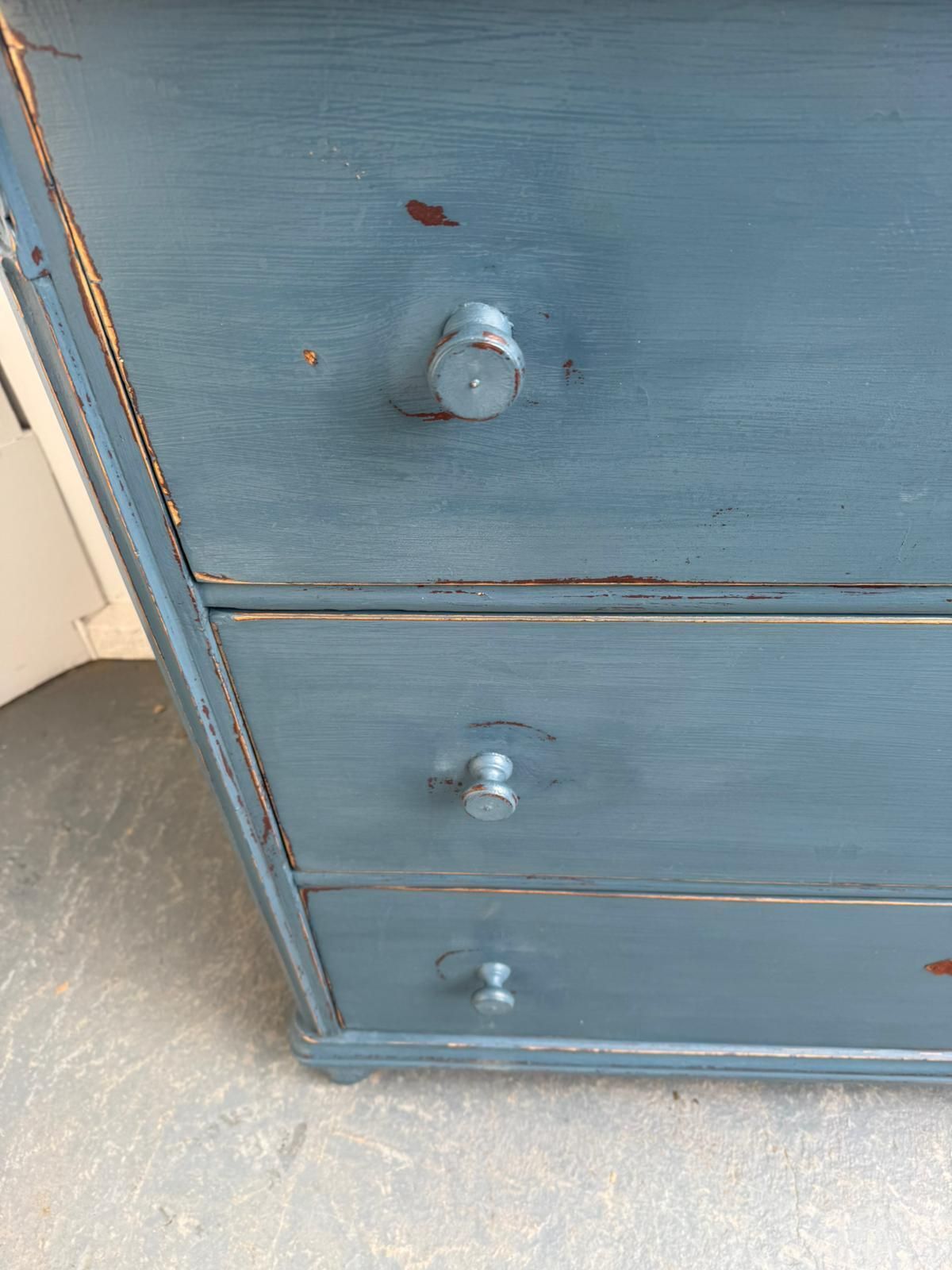 A Huge Painted Blue Pine Genuine Victorian Hungarian Chest Of Drawers photo 795.0