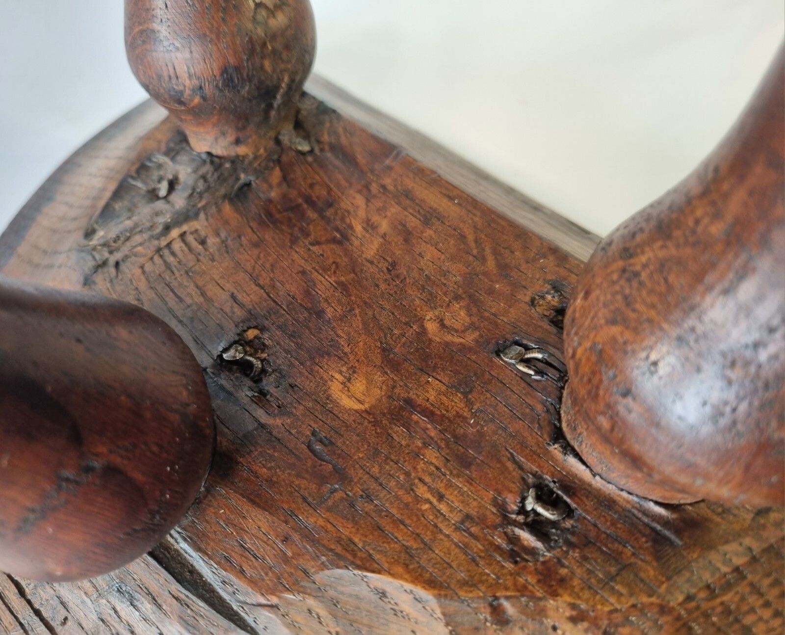 photo buy Antique Oak French Stool Demi Lune Tripod Turned 3 Leg Plant Stand