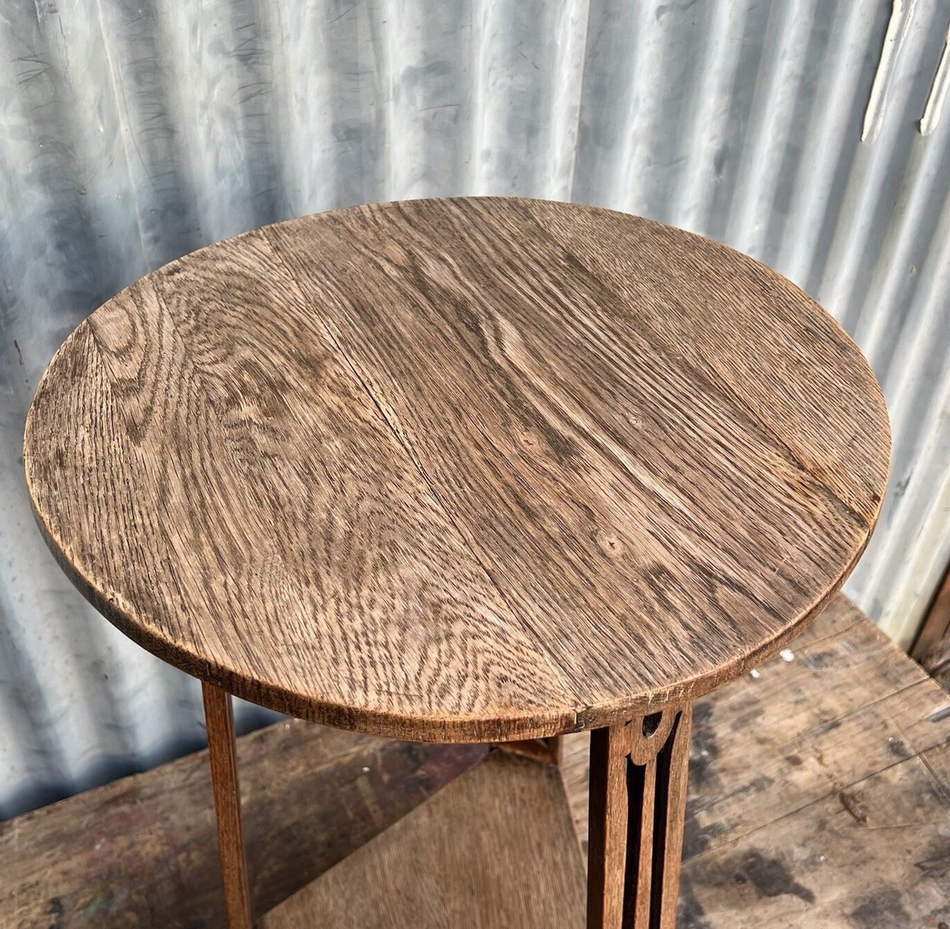 Antique Arts And Crafts Liberty Style Oak 3 Legged Side Occasional Lamp Table photo for sale