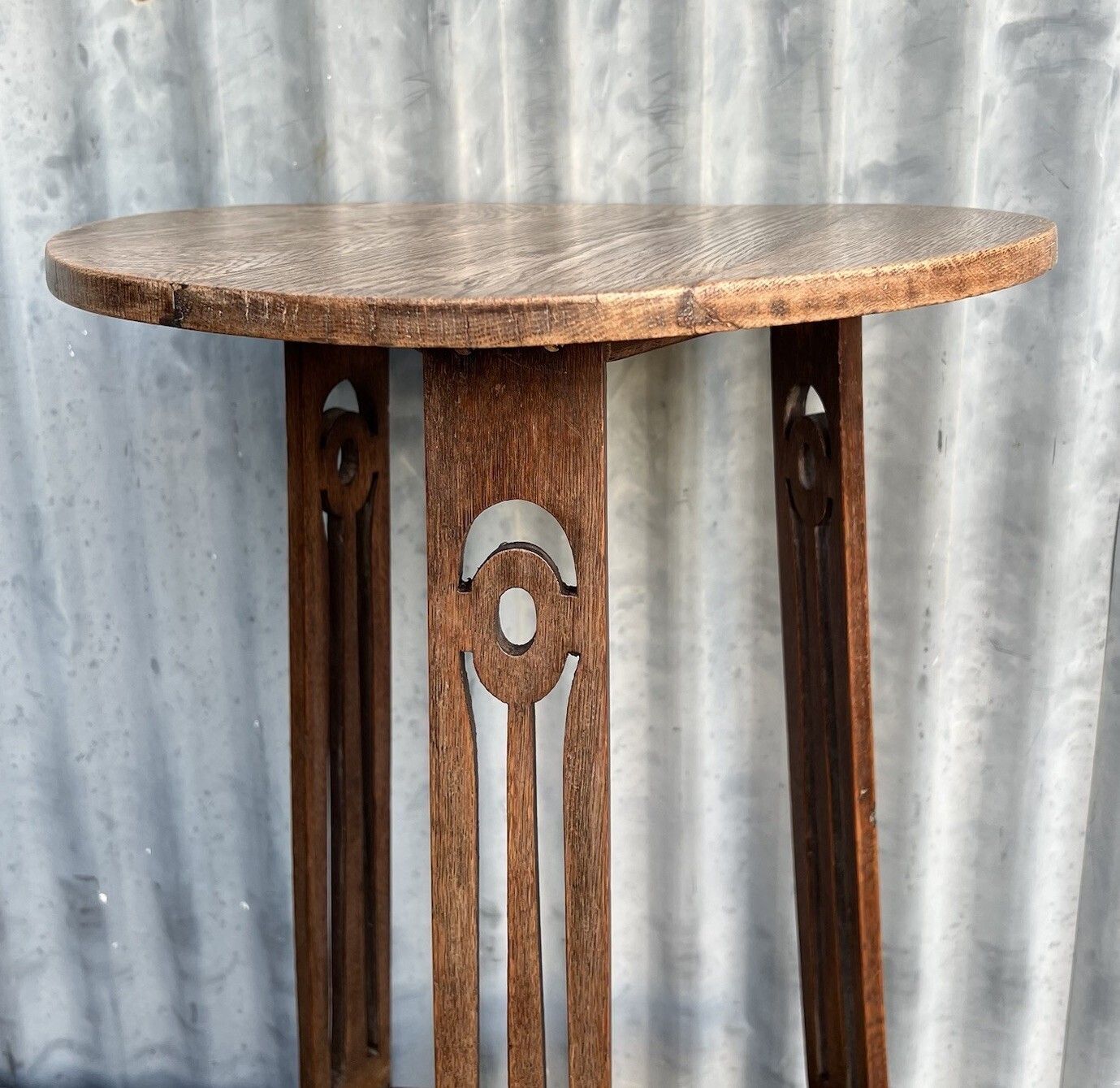 Antique Arts And Crafts Liberty Style Oak 3 Legged Side Occasional Lamp Table photo 265.0