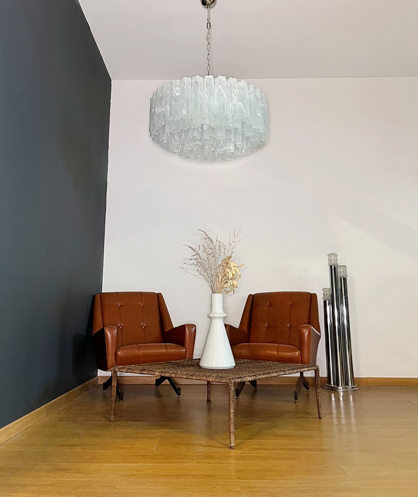 Large Murano Glass Chandelier  101 White Alabaster Glass Tube photo Lighting