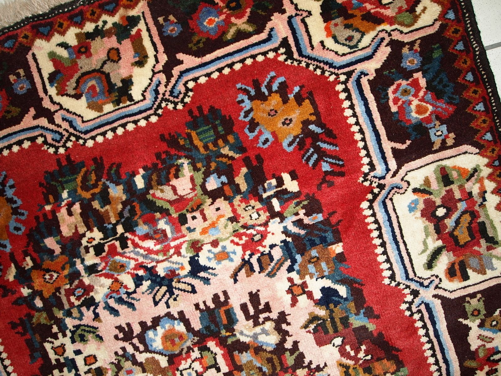 Handmade Vintage Floral Wool Rug — 114 × 152 Cm — 1970s photo for sale