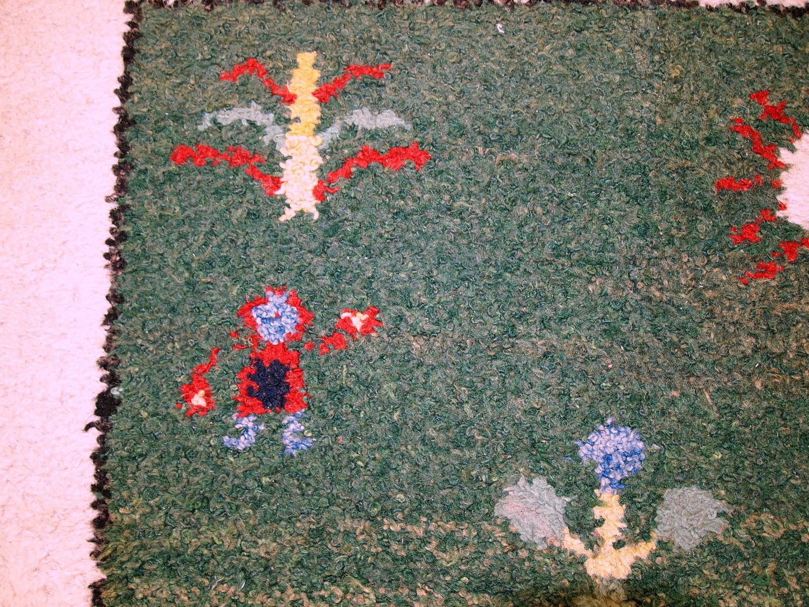 Handmade Vintage Wool Rug With Figures & Animals — 140 × 215 Cm — 1960s photo Textiles