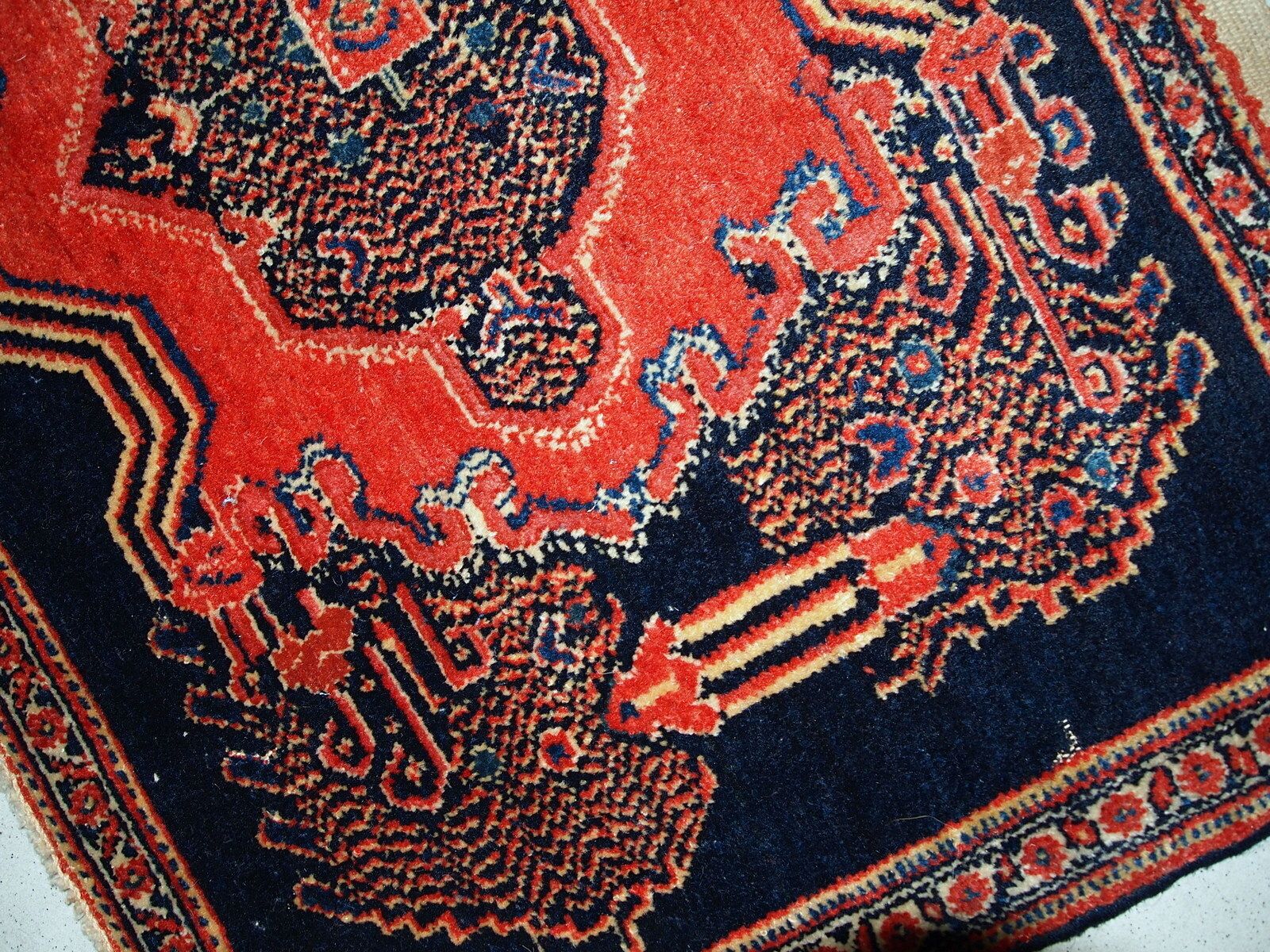 Pair Of Handmade Antique Fine Wool Rugs — 52 × 80 Cm Each — C. 1900s photo Textiles