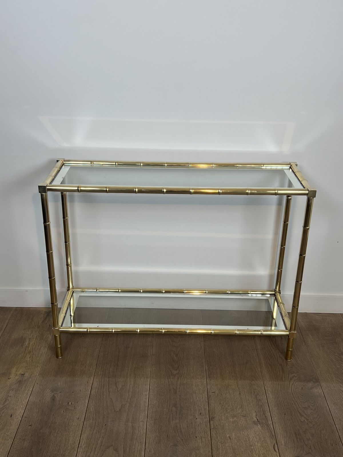 3450.0 Brass Console Table In The Style Of Faux Bamboo, In The Style Of Jacques Adnet. Circa 1970 photo