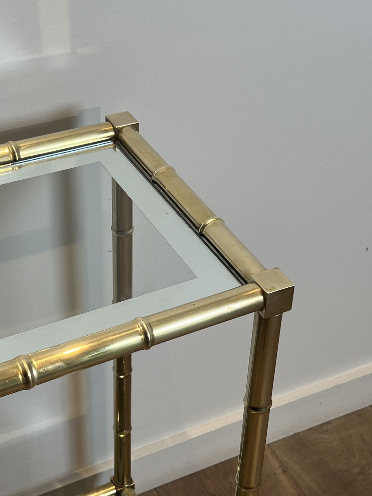 photo buy Brass Console Table In The Style Of Faux Bamboo, In The Style Of Jacques Adnet. Circa 1970