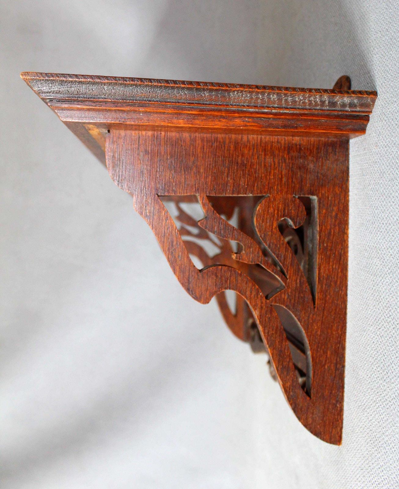 Antique Art Nouveau Hand Made Wood Shelf, Hand Carved, Ornate Design, Tulip Flower, Display Shelf, Wall Hanging, Country Farmhouse photo 115.0