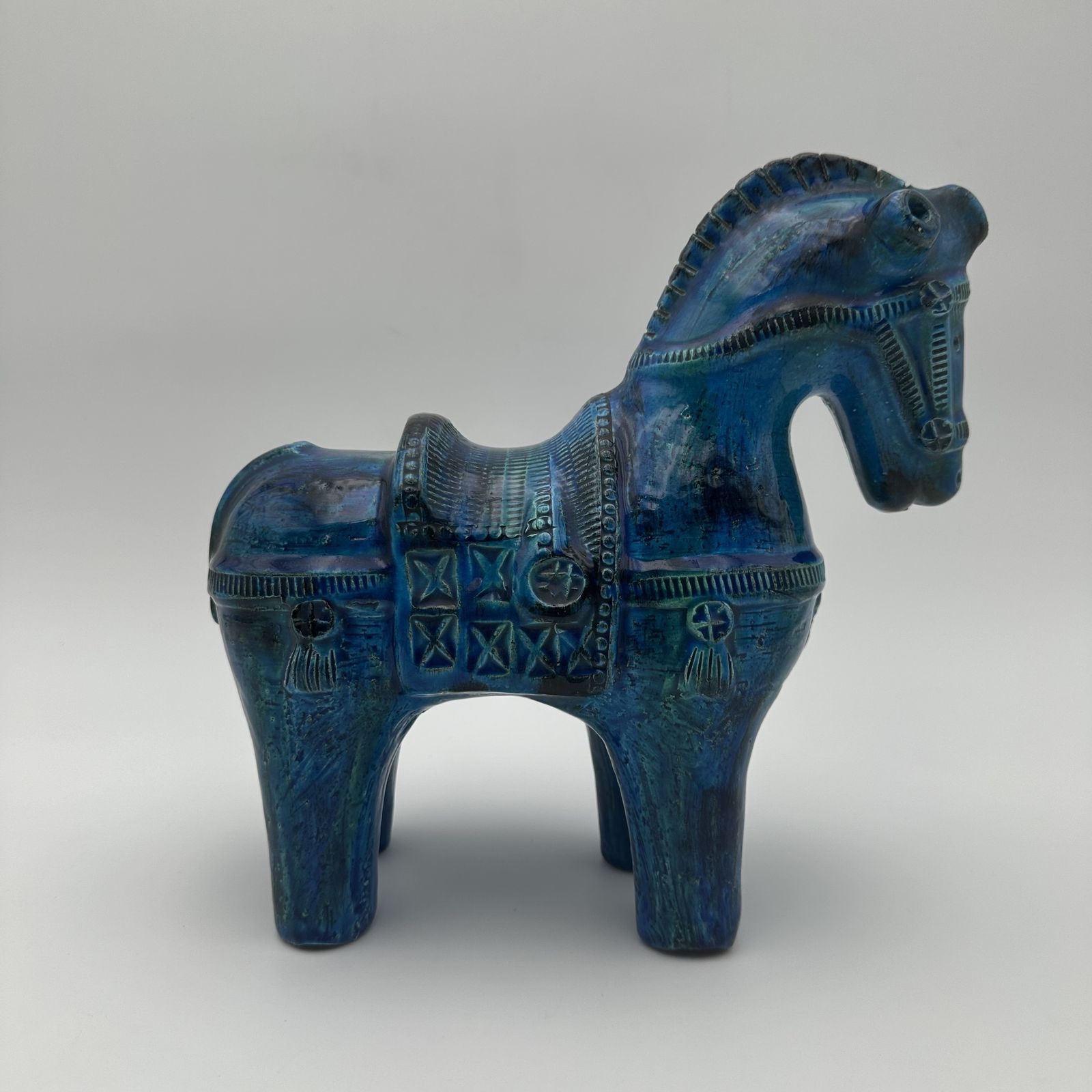 Blue Ceramic Horse – Aldo Londi For Bitossi, Rimini Series, 1960s photo furniture