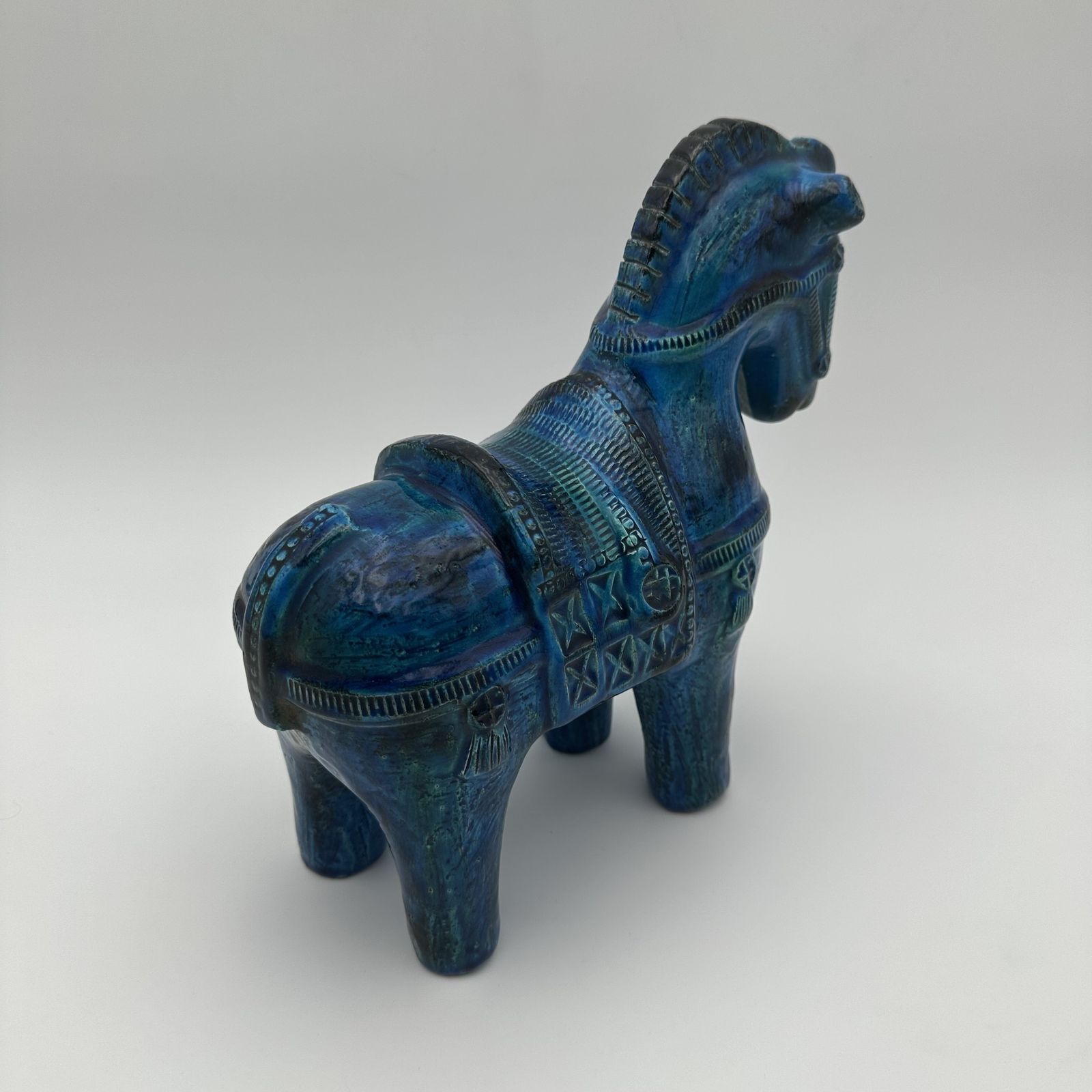 Blue Ceramic Horse – Aldo Londi For Bitossi, Rimini Series, 1960s photo for sale