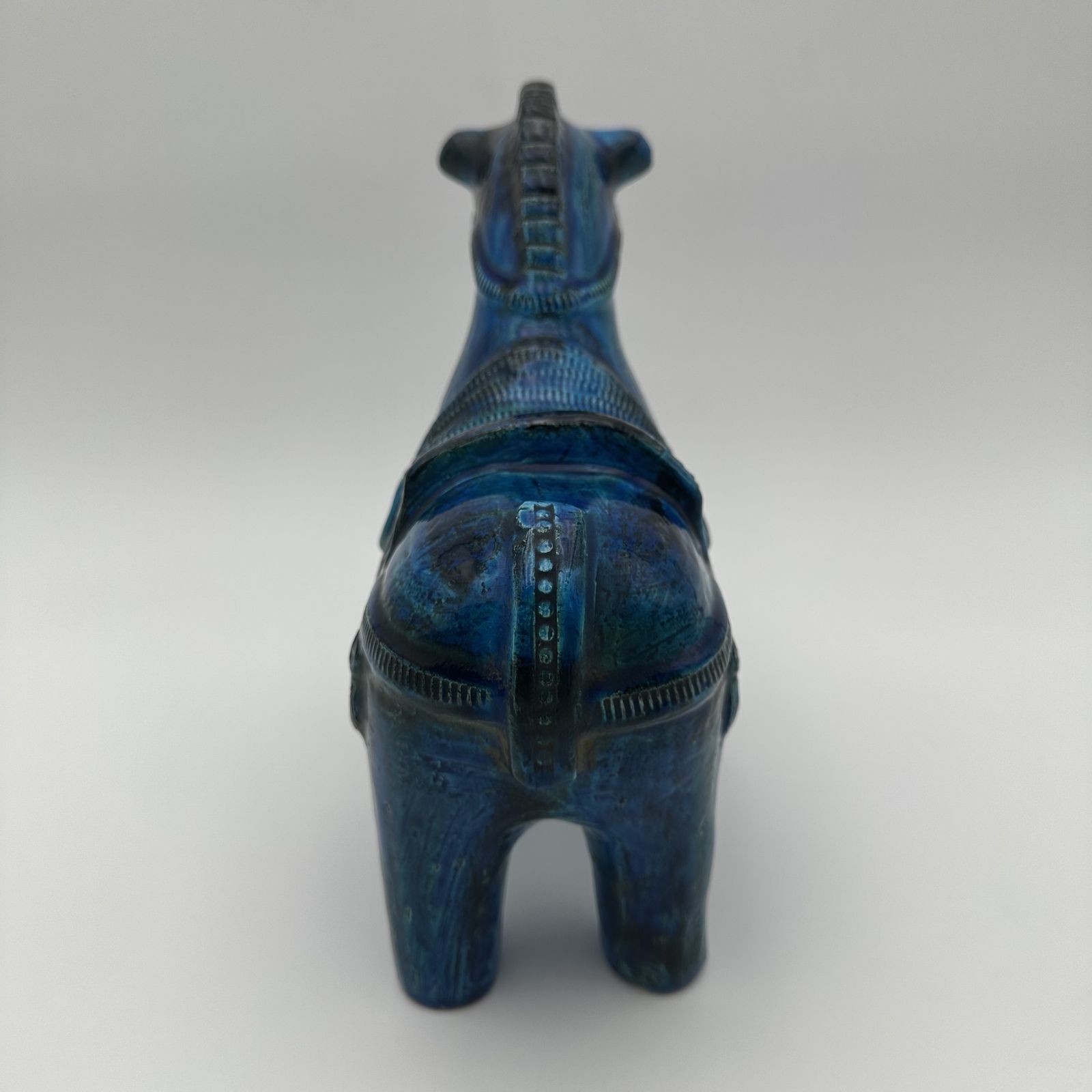 Blue Ceramic Horse – Aldo Londi For Bitossi, Rimini Series, 1960s photo Art