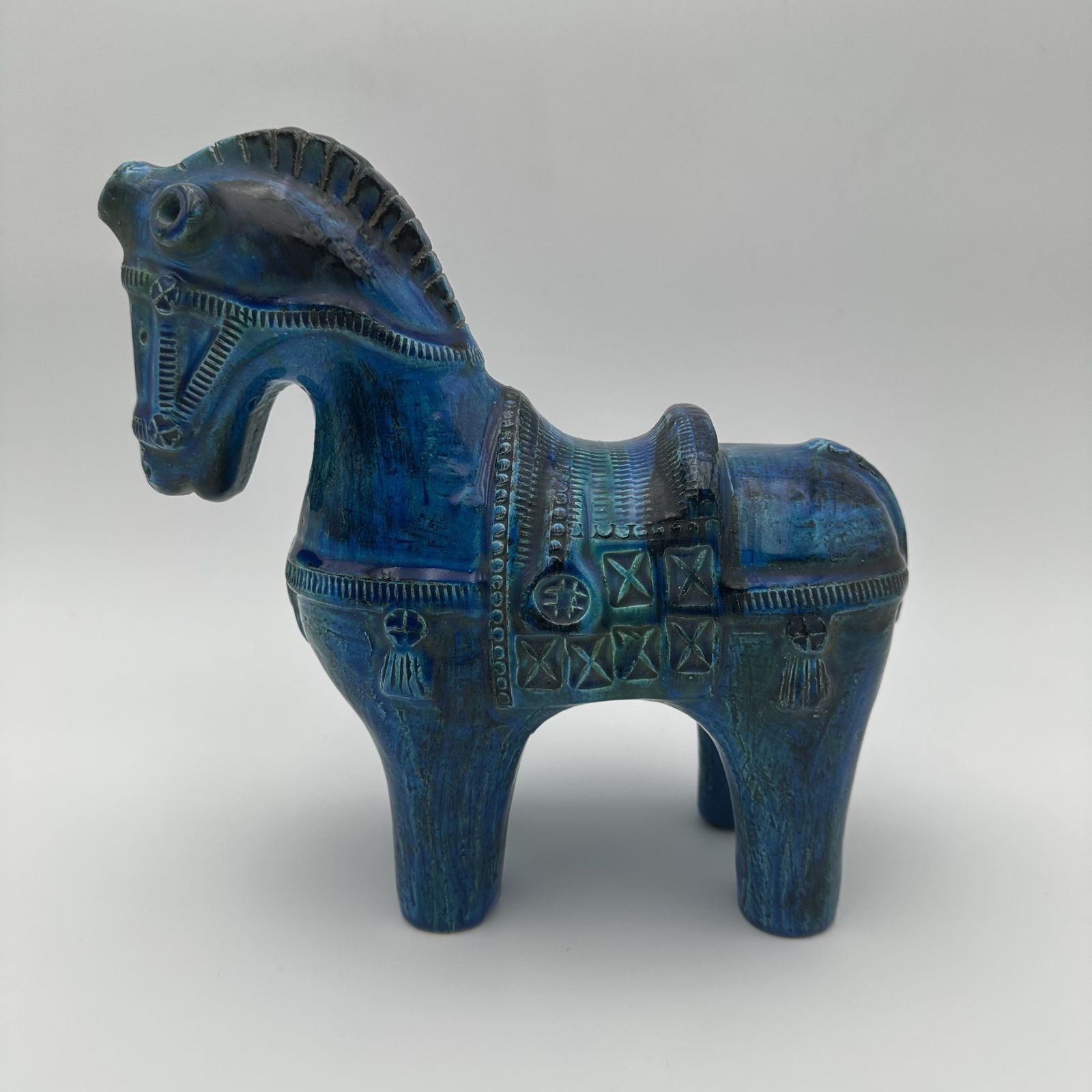 Blue Ceramic Horse – Aldo Londi For Bitossi, Rimini Series, 1960s photo 1850.0