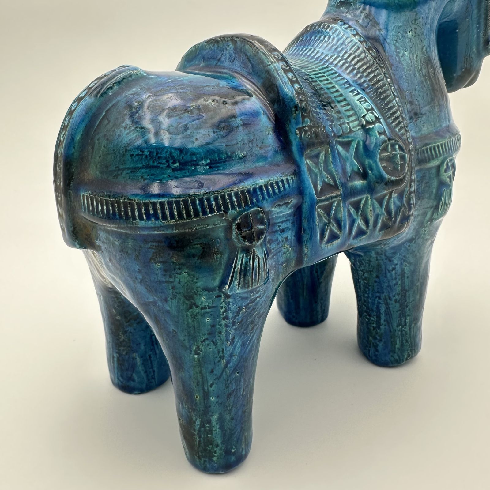 photo for sale Blue Ceramic Horse – Aldo Londi For Bitossi, Rimini Series, 1960s