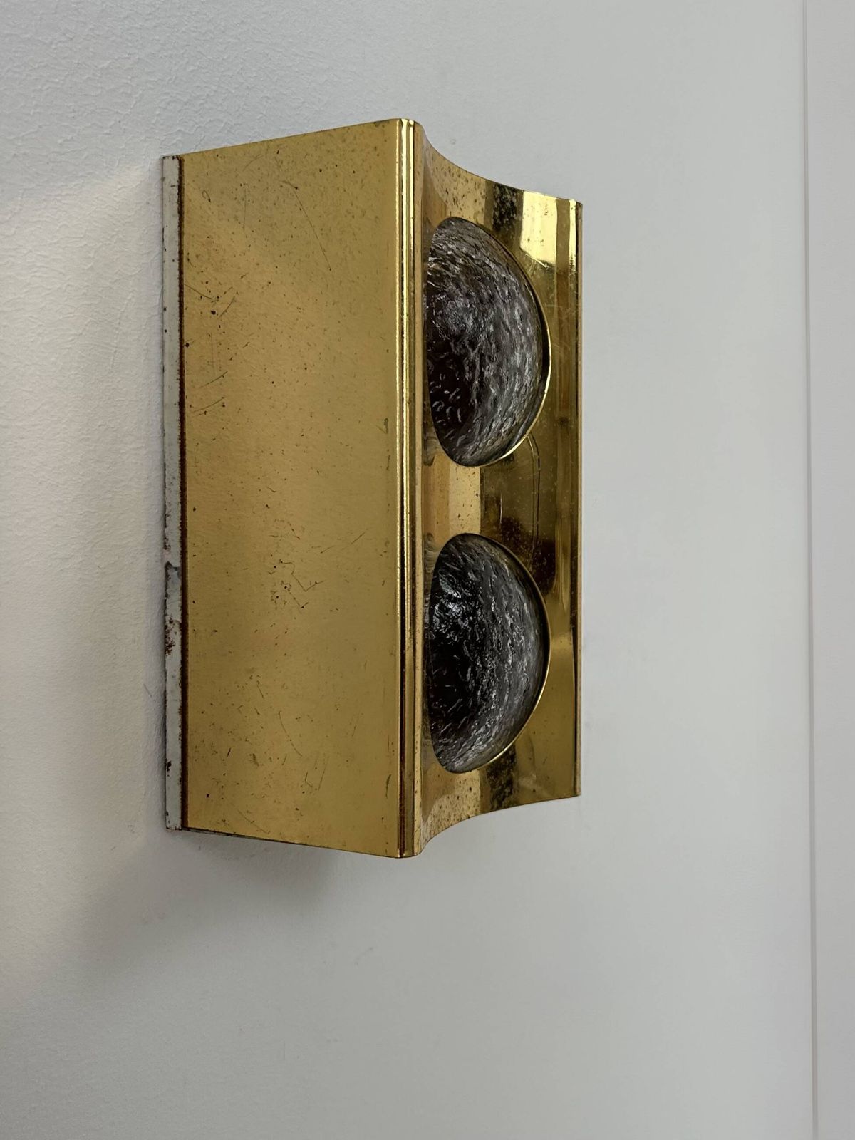 Vintage Wall Light In Brass And Bubbled Glass, France, 1950. photo vintage