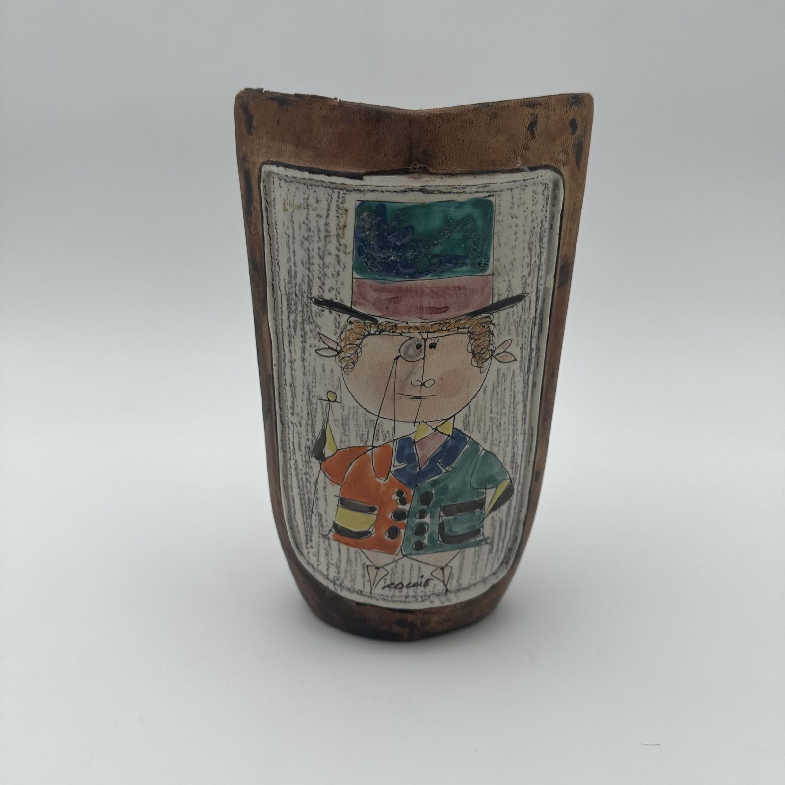 Ceramic And Painted Leather Vase – De Coccio, Italy, 1950s photo furniture