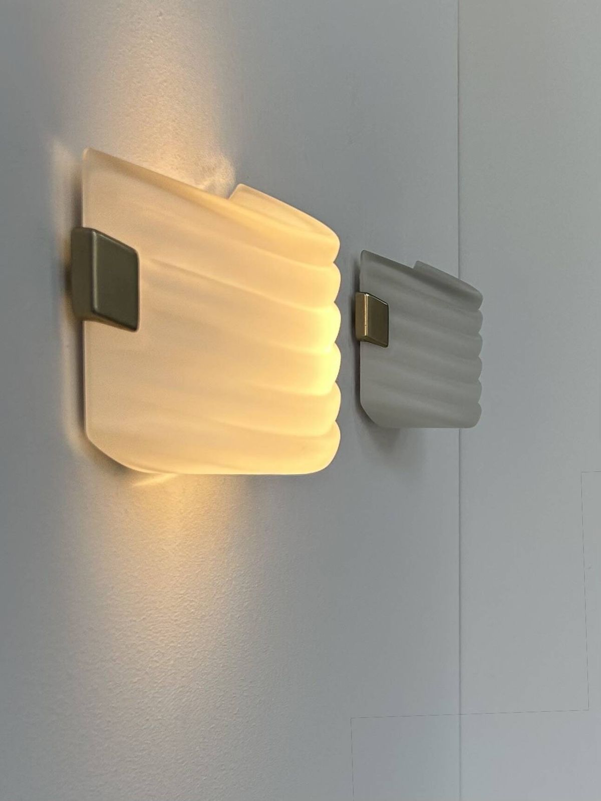 Pair Of Vintage Wall Lights, Opaline Glass And Brass, France, 1970. photo 435.0