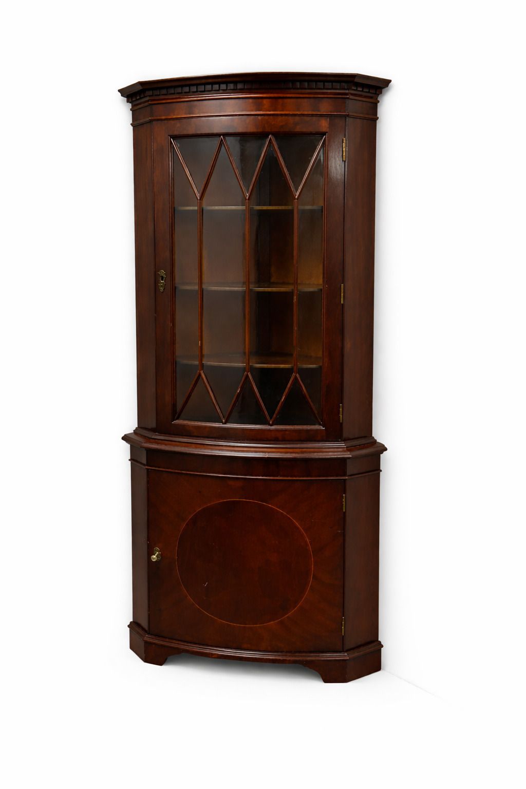 Antique Mahogany Corner Display Cabinet Early–Mid 20th Century