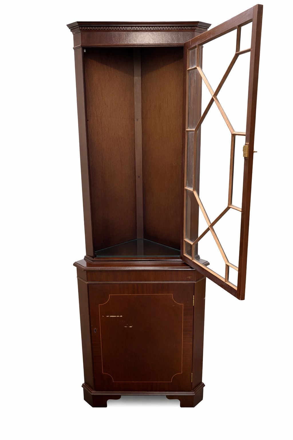 Antique Mahogany Corner Display Cabinet Early–Mid 20th Century photo furniture