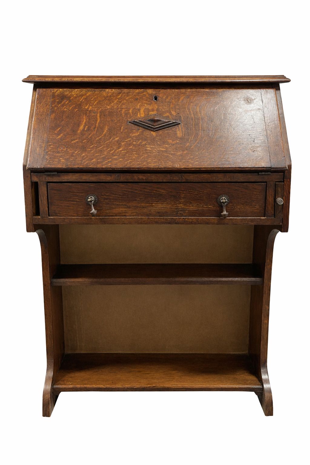 Antique Oak Secretary Desk – Drop Front Writing Bureau C.1910–1930 photo Furniture