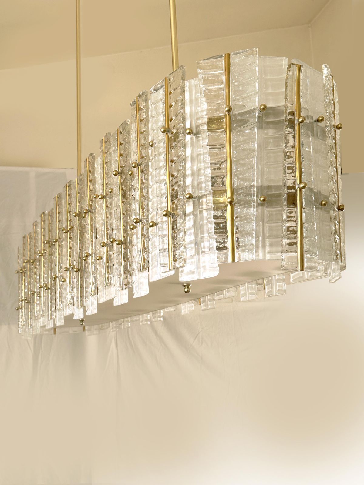 Contemporary Modern Italian "Tropical" Murano Glass Gold Chandelier By Simoeng photo for sale