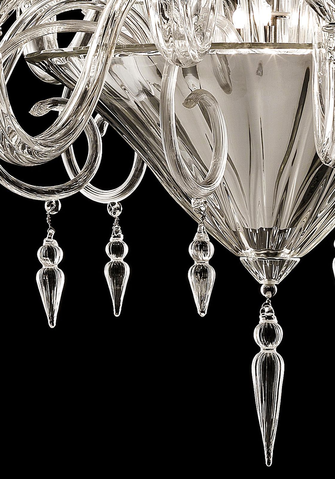 Imperial Trasparent And Gold "Rigadin" Murano Glass Chandelier photo for sale
