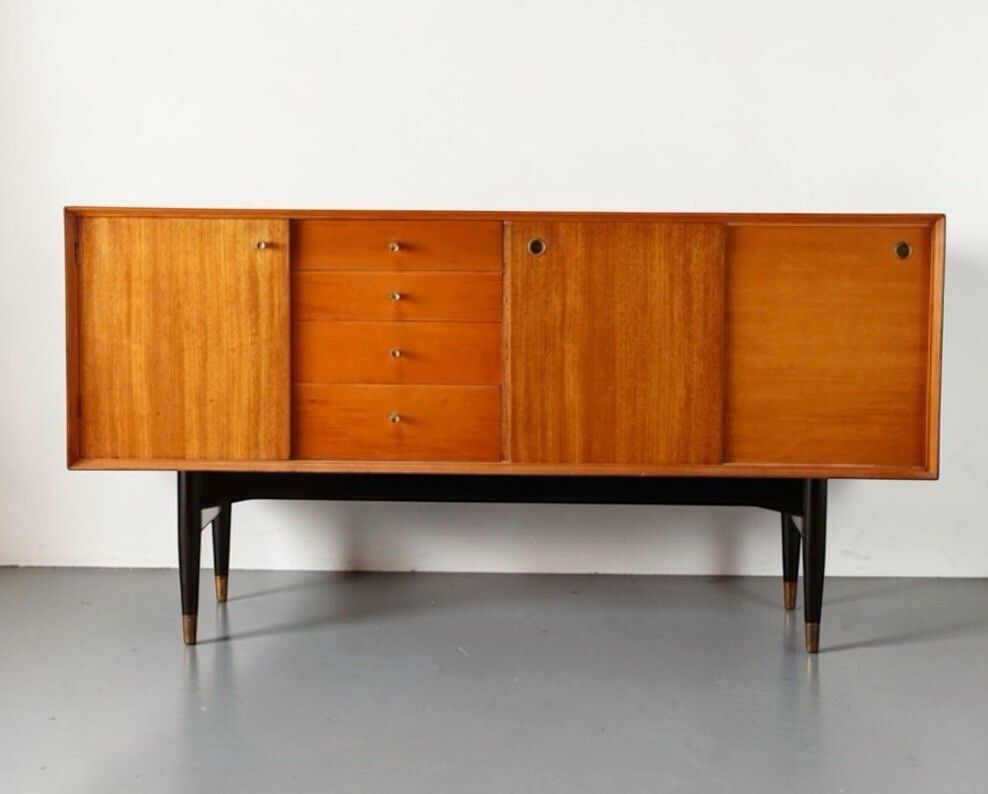 photo furniture White And Newton Walnut And Teak Sideboard Mid Century C1960 Very Stylish Rare