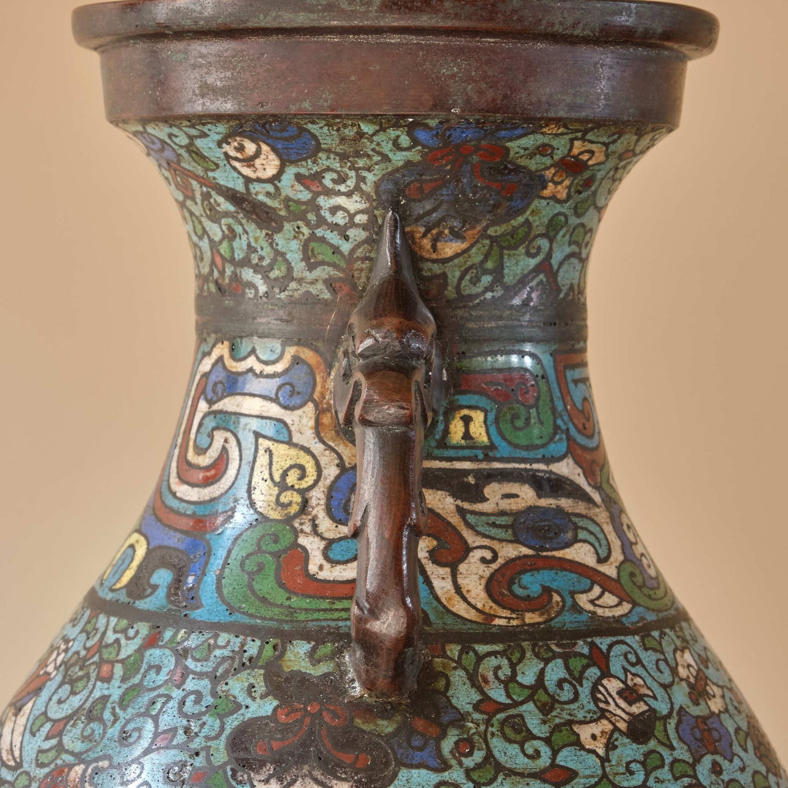 Home Decor Antique Eastern Champleve Enamel And Bronze Vase photo