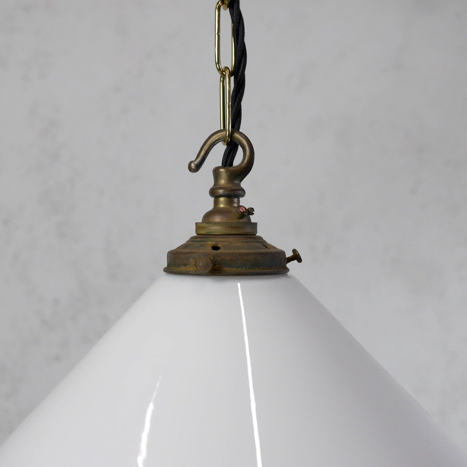 Vintage Milk White Glass Coolie Light Shades Brass Fitting Pendant S #103145 photo buy