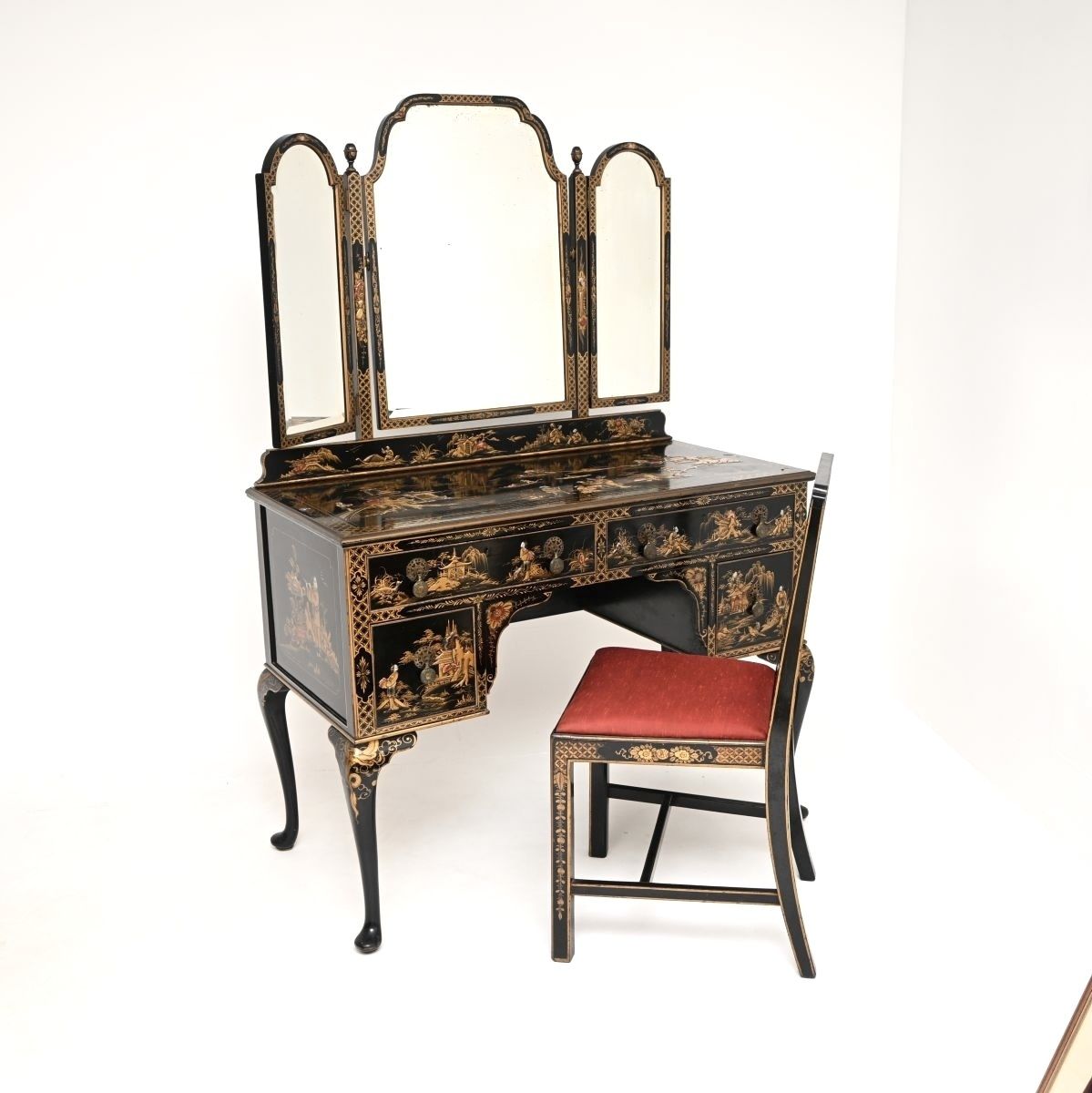 Antique Lacquered Chinoiserie Dressing Table photo Furniture