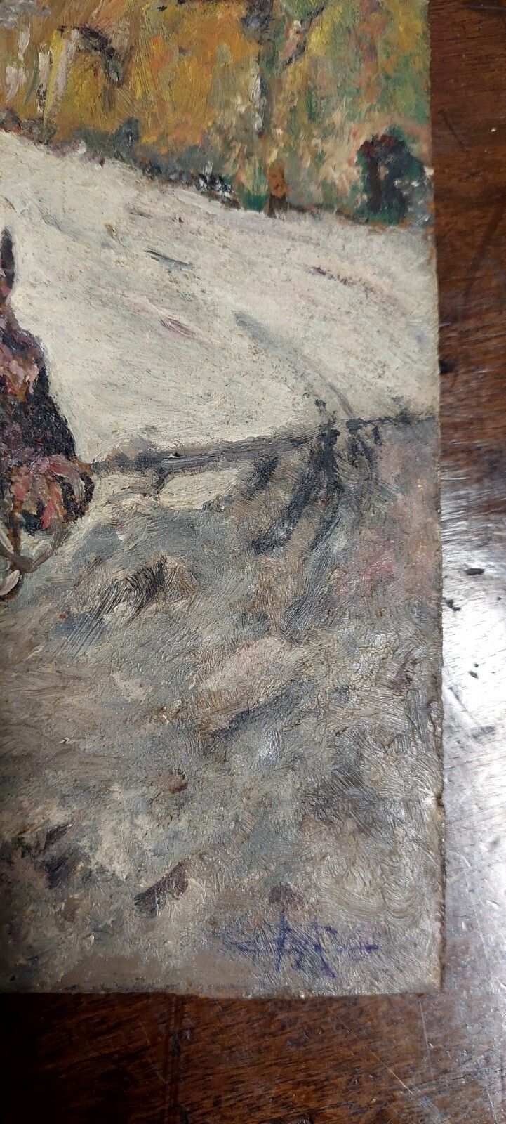 Antique Oil Painting On Hardboard Man On Horseback Post Macchiaioli Painting photo Art