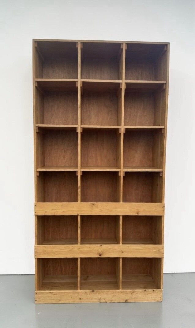 Vintage Solid Pine Cube Bookcase Piegon Hole Bookcase Industrial Style photo furniture