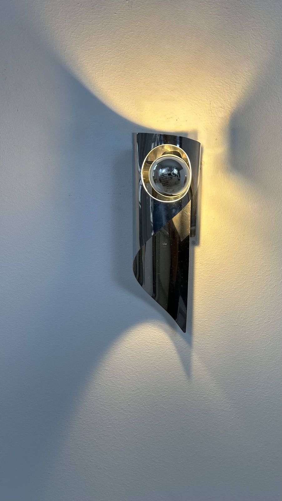 Pair Of Vintage Wall Lights, Chrome Metal, France, 1970. photo for sale