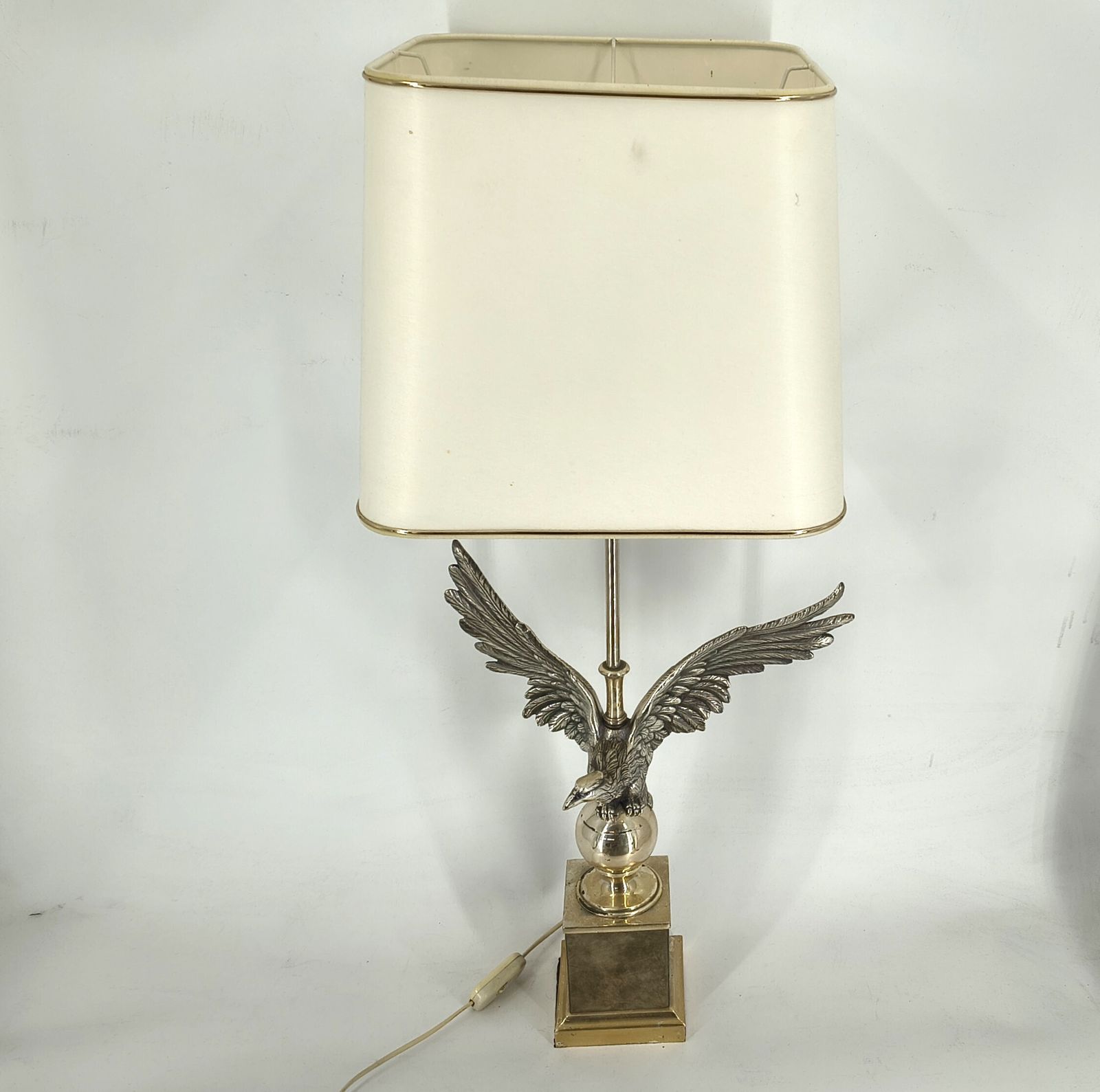 Lighting Pair Of Nikkel Eagle Table Lamps By Loevsky And Loevsky, 1970s photo