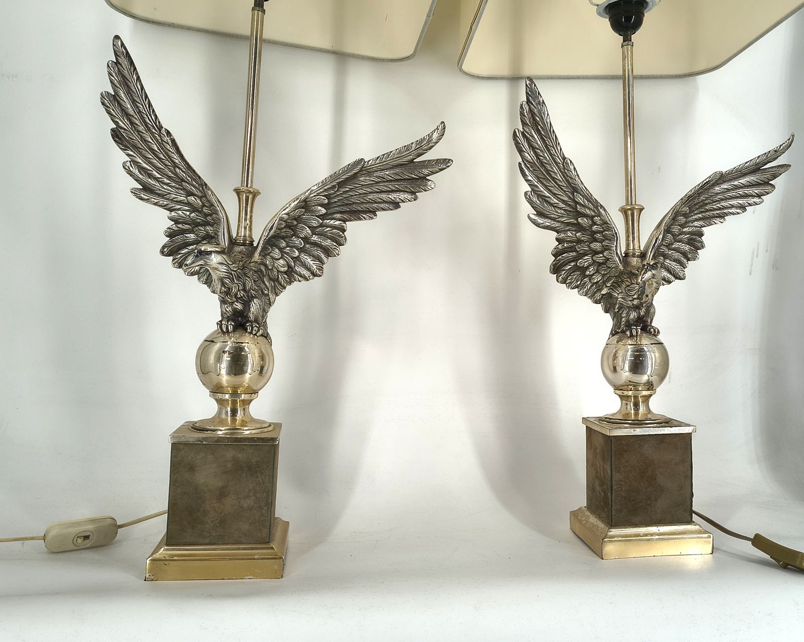 photo buy Pair Of Nikkel Eagle Table Lamps By Loevsky And Loevsky, 1970s