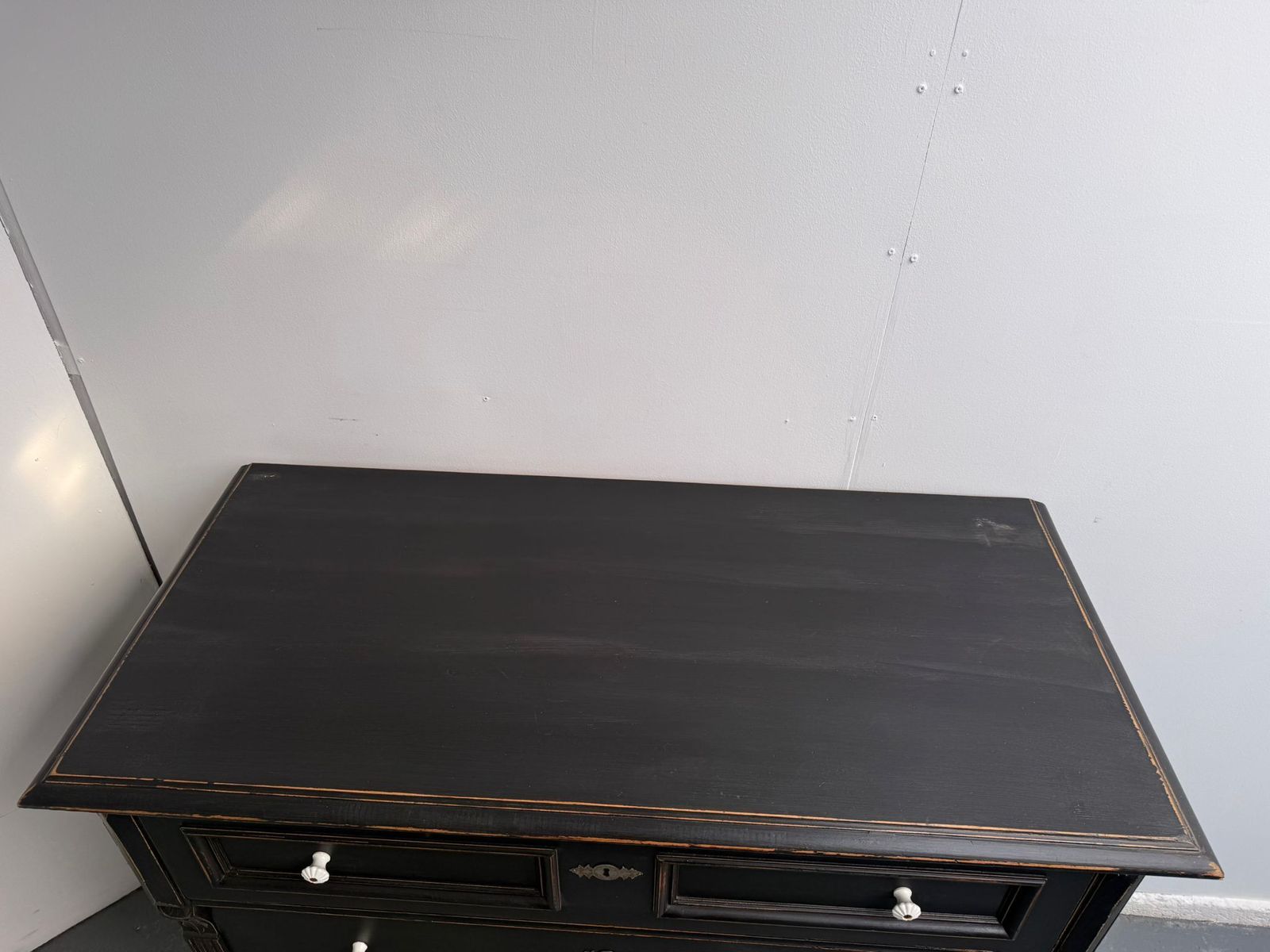 795.0 A Mint Clean Pine Hungarian Victorian Painted Black Chest Of Drawers photo