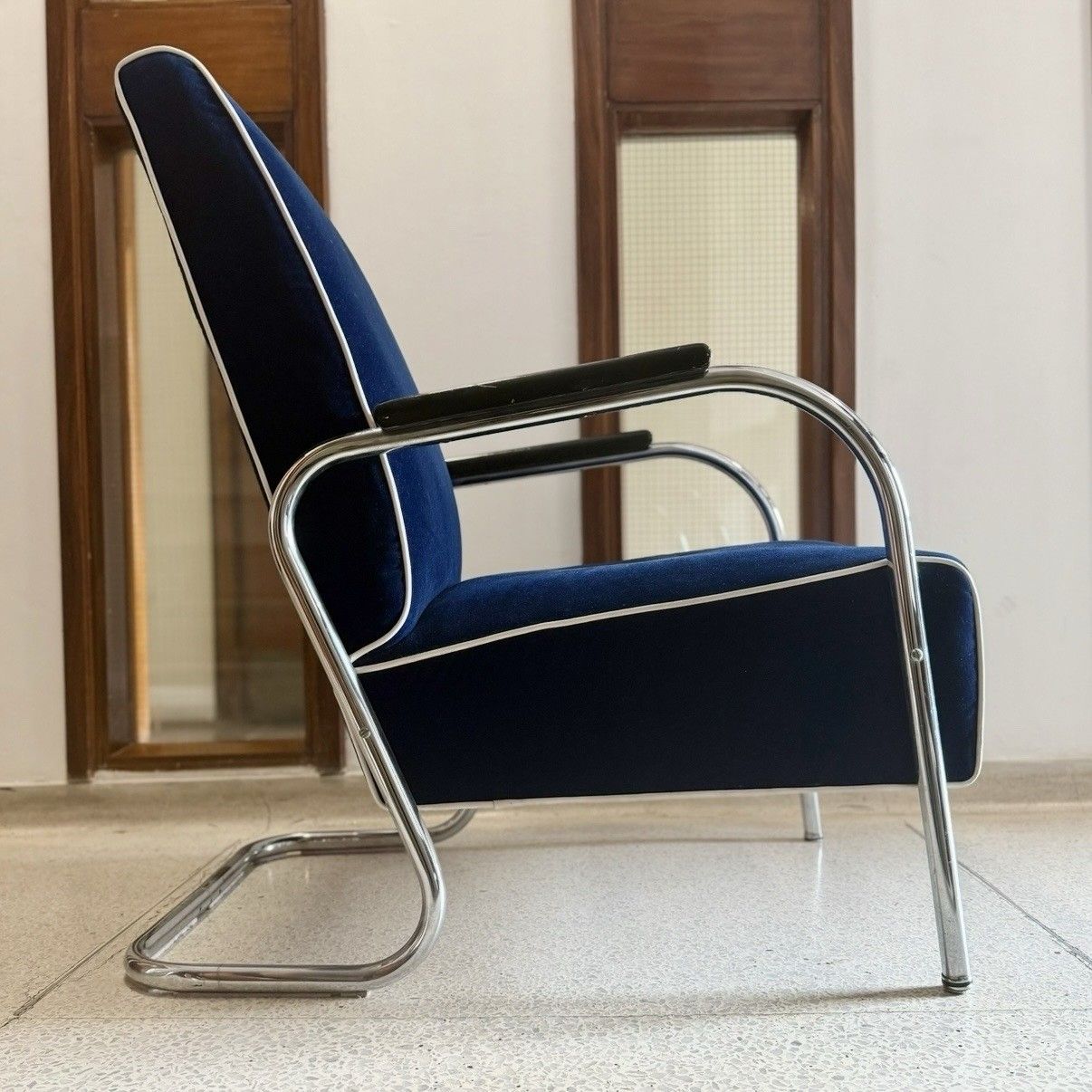 Kem Weber For Lloyd Co,  Art Deco Bauhaus Tubular Steel Lounge Chair photo furniture
