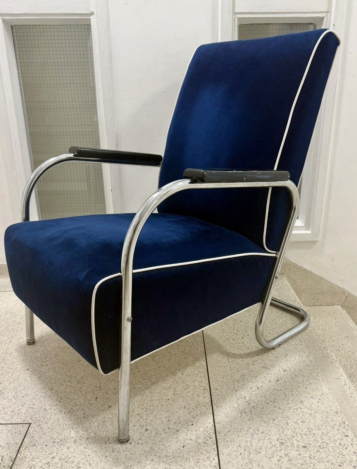 Kem Weber For Lloyd Co,  Art Deco Bauhaus Tubular Steel Lounge Chair photo buy