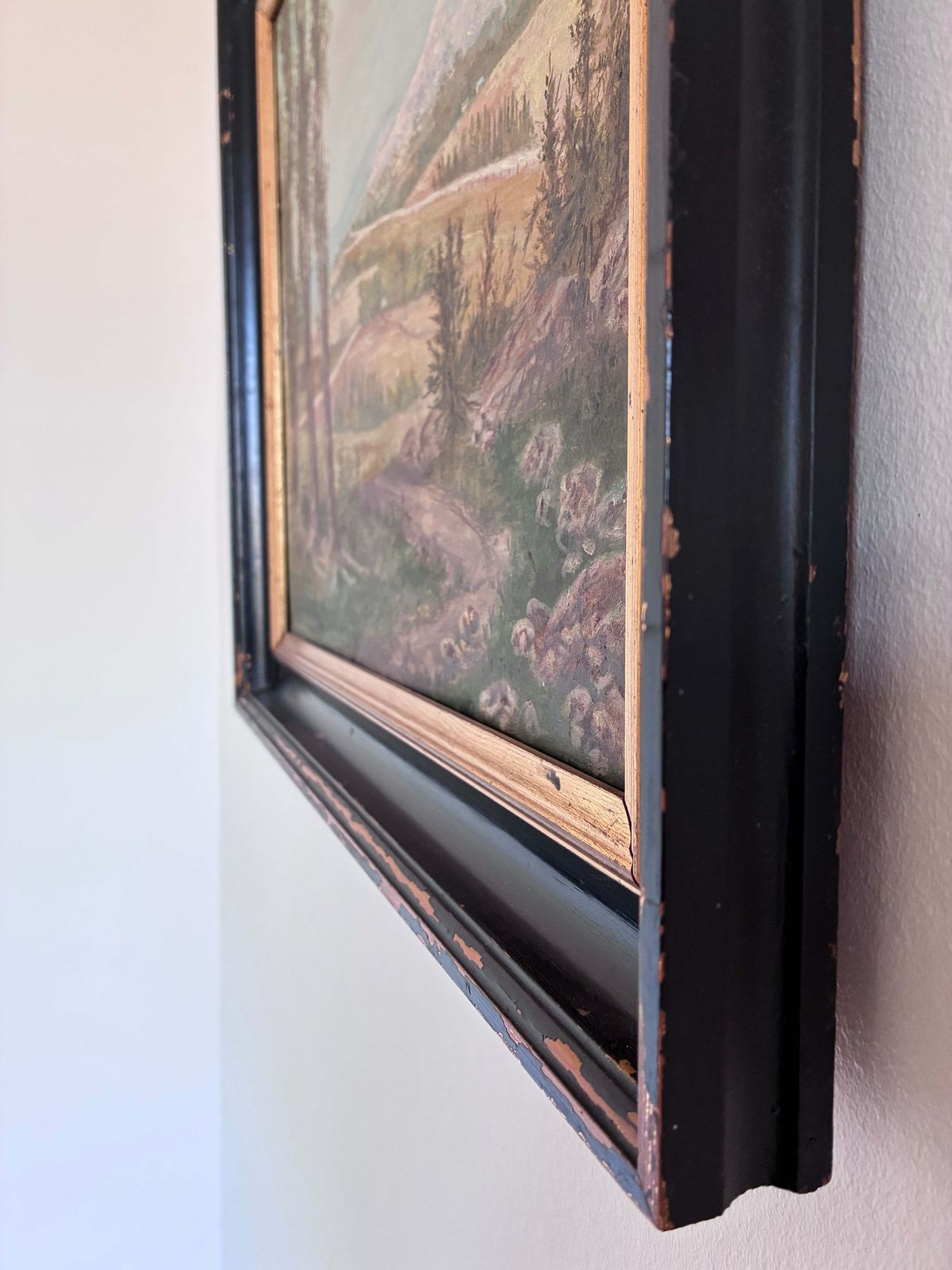 Vintage Original Landscape Oil Painting: Countryside Nature Wall Art photo for sale