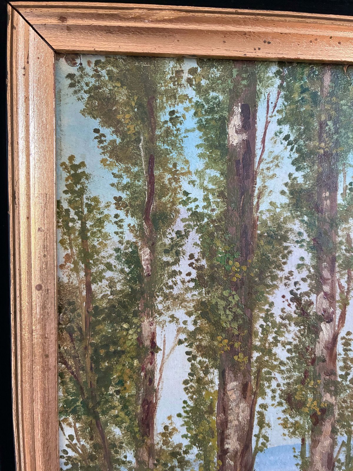 photo furniture Vintage Original Landscape Oil Painting: Countryside Nature Wall Art