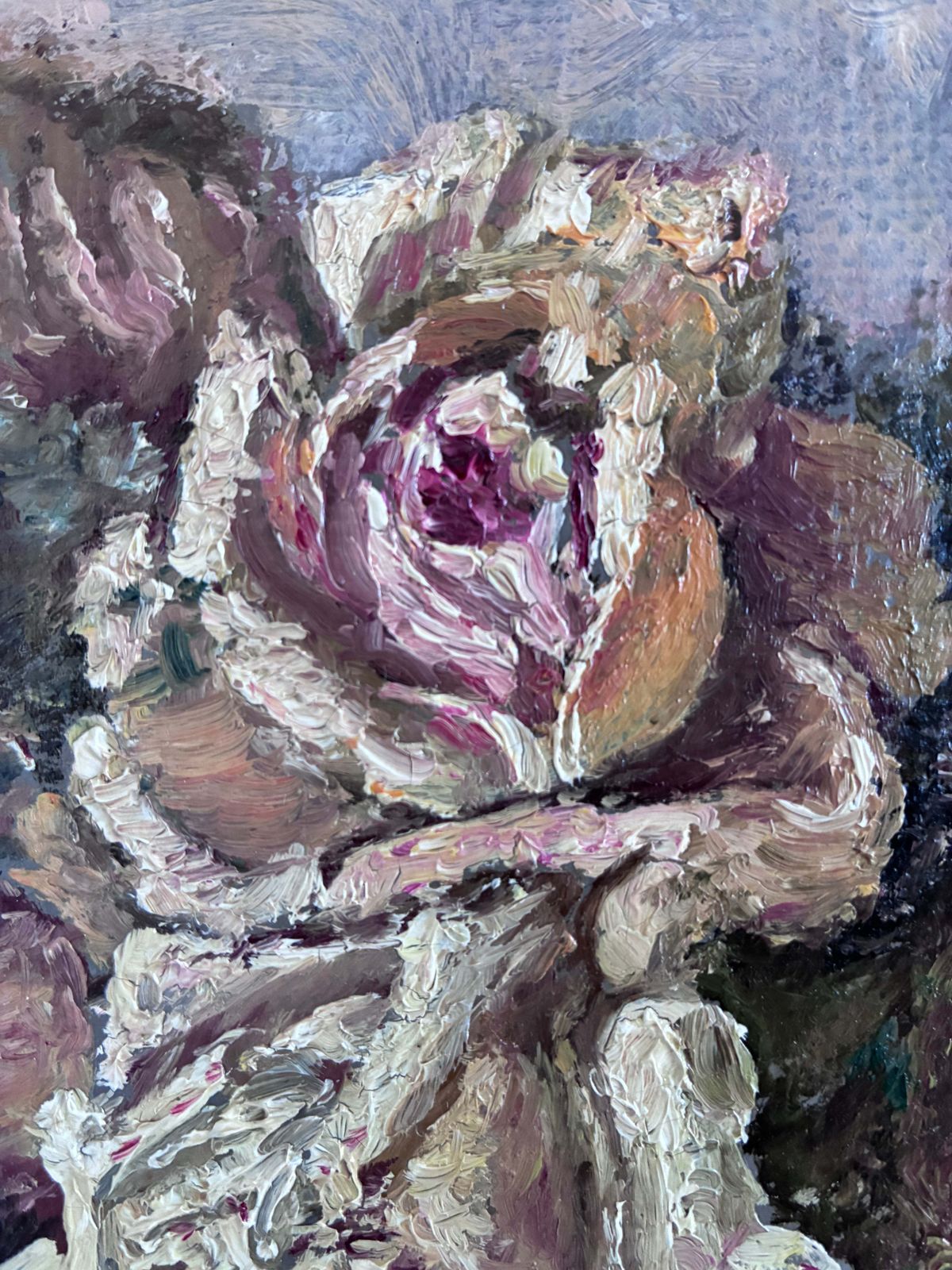 Vintage Original Flower Oil Painting, Flower Still Life Art photo furniture