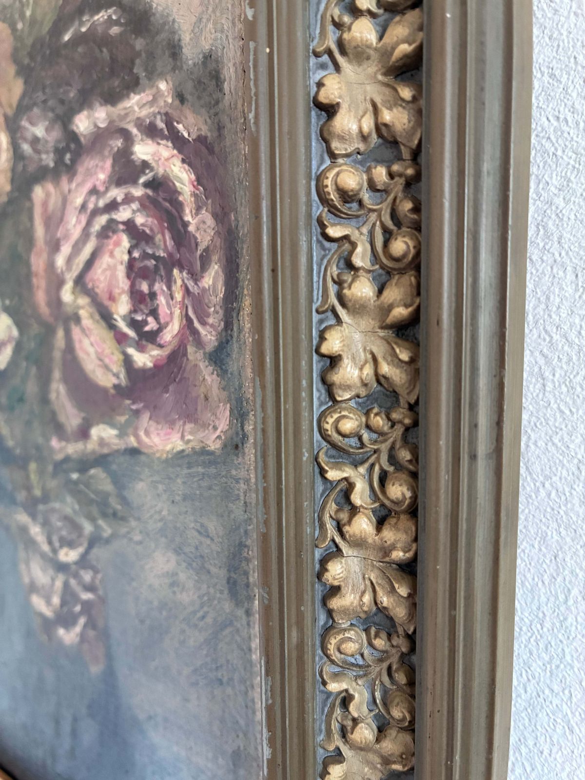 photo for sale Vintage Original Flower Oil Painting, Flower Still Life Art