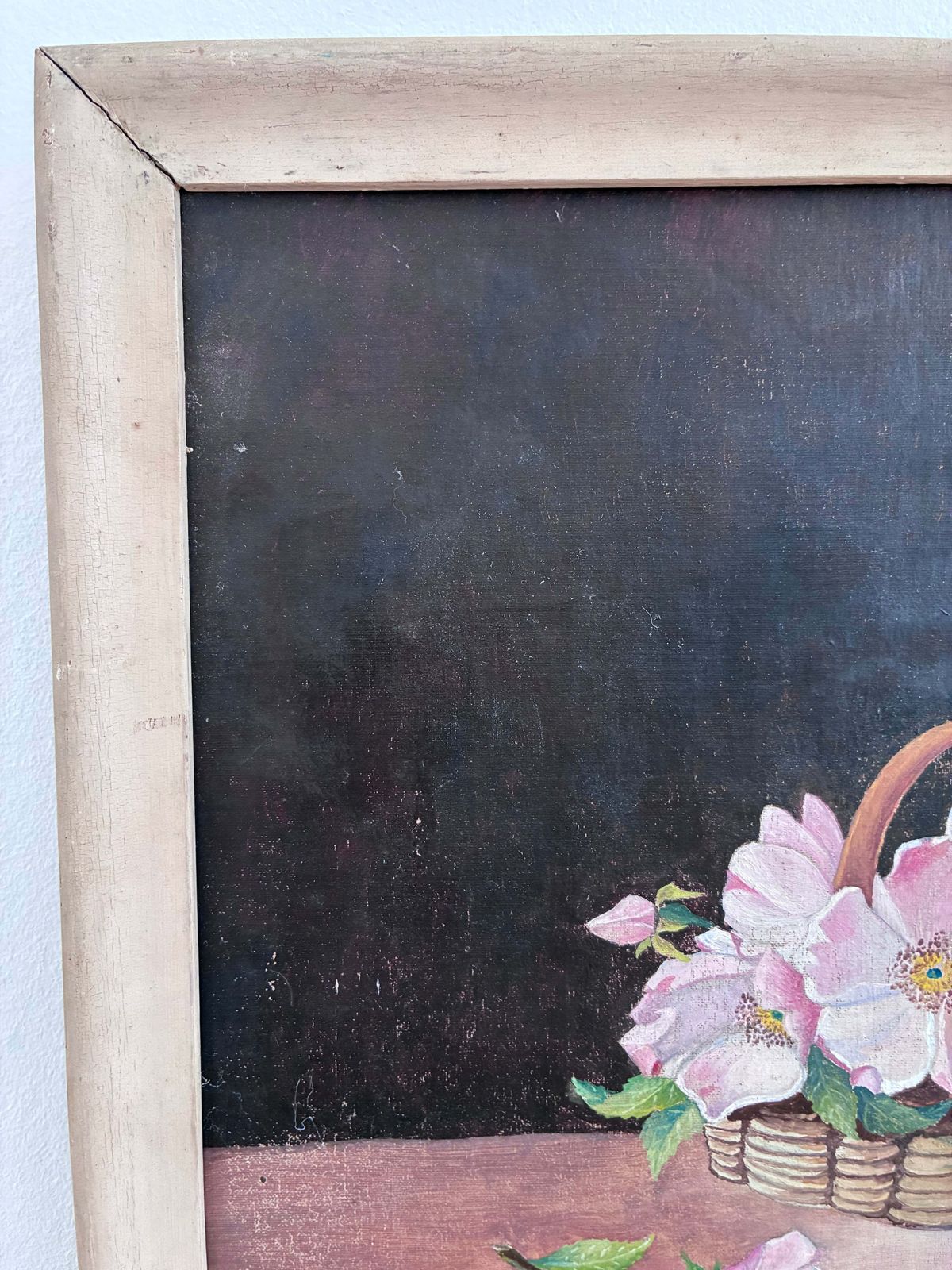 577.0 Set Of Vintage Original Flower Oil Painting, Flower Still Life Pair photo