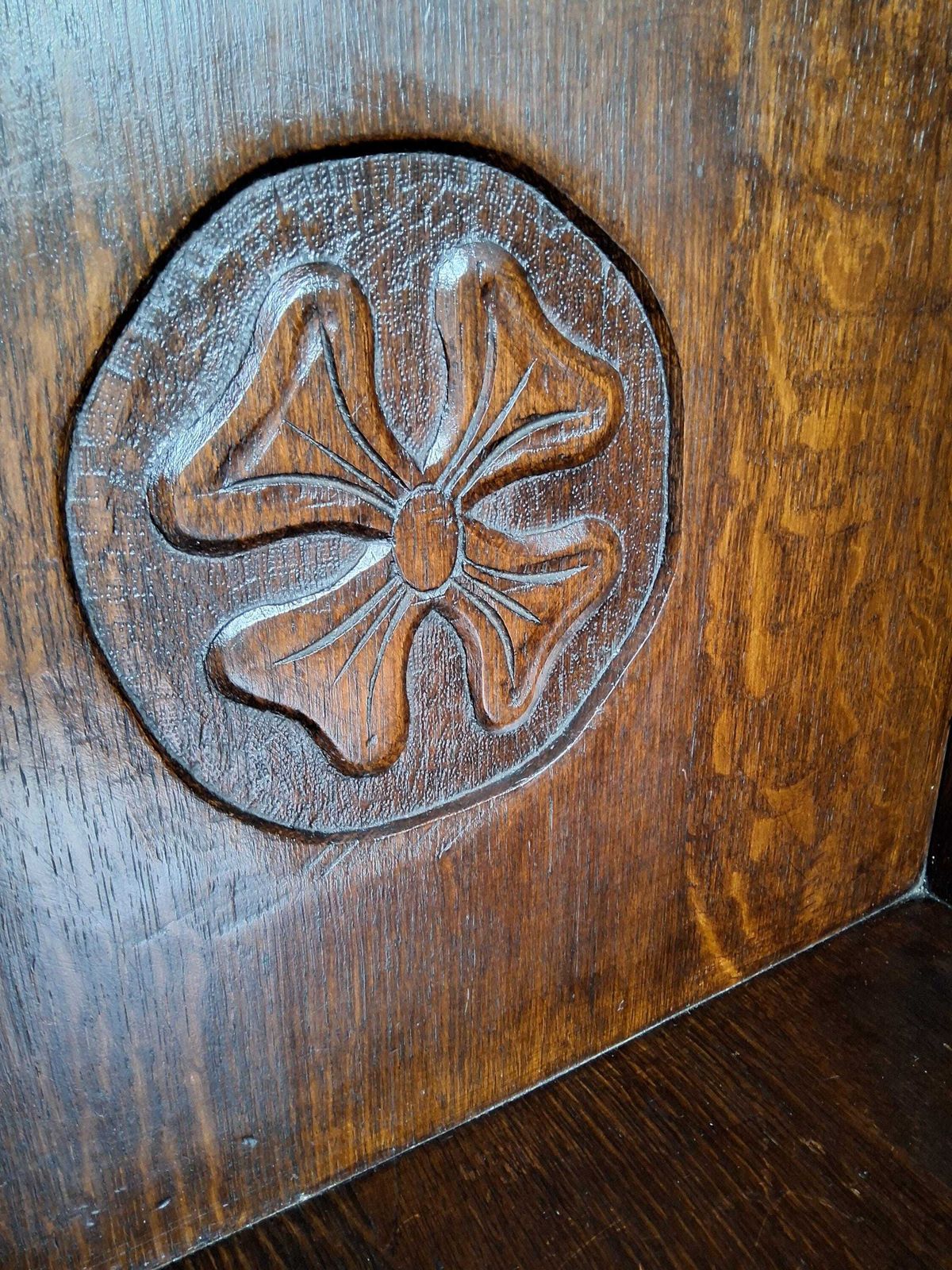 Vintage Walnut Heavy Chair, Arts & Crafts Style Corner Seat photo furniture