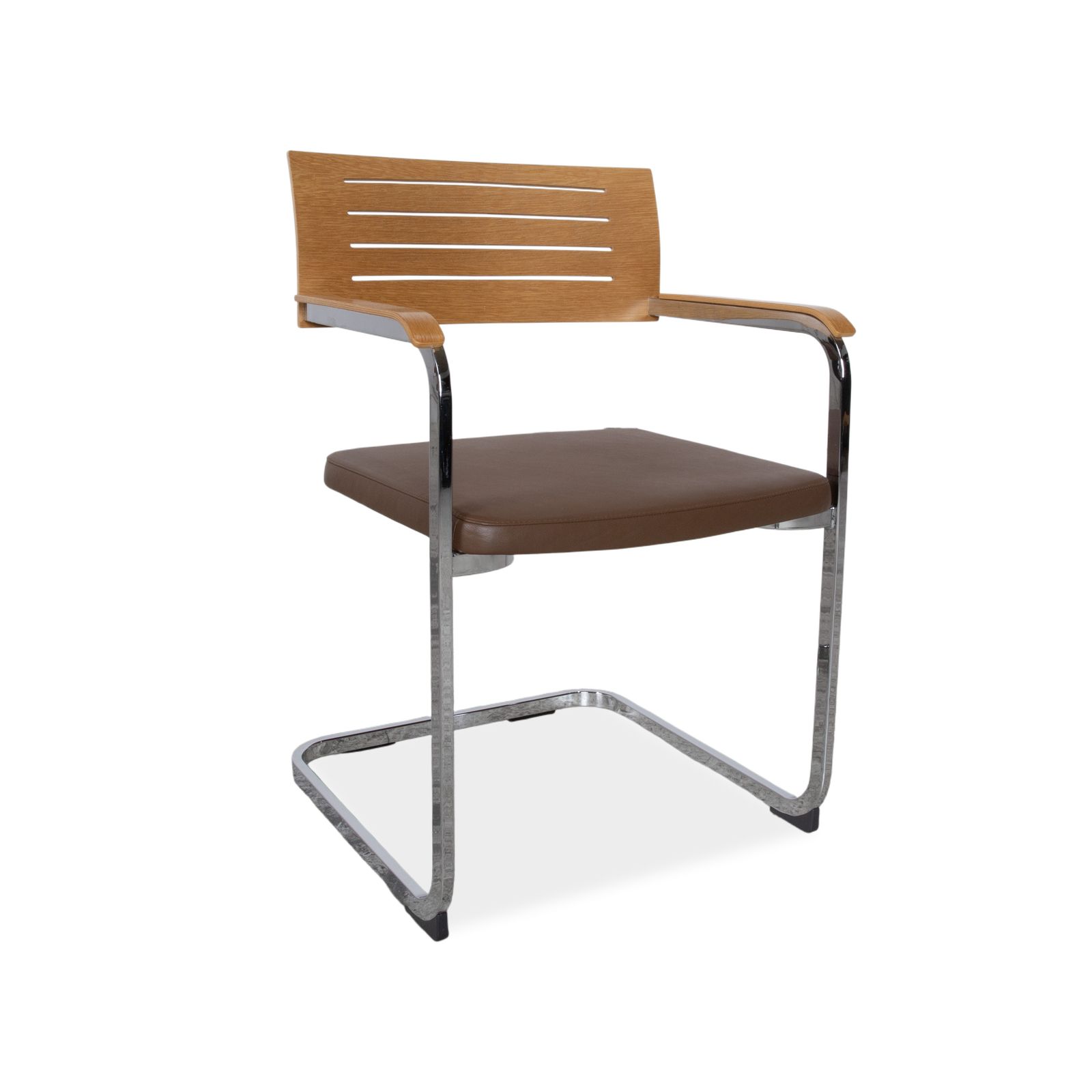 Lot de 4 chaises en cuir Züco, bois brun photo for sale