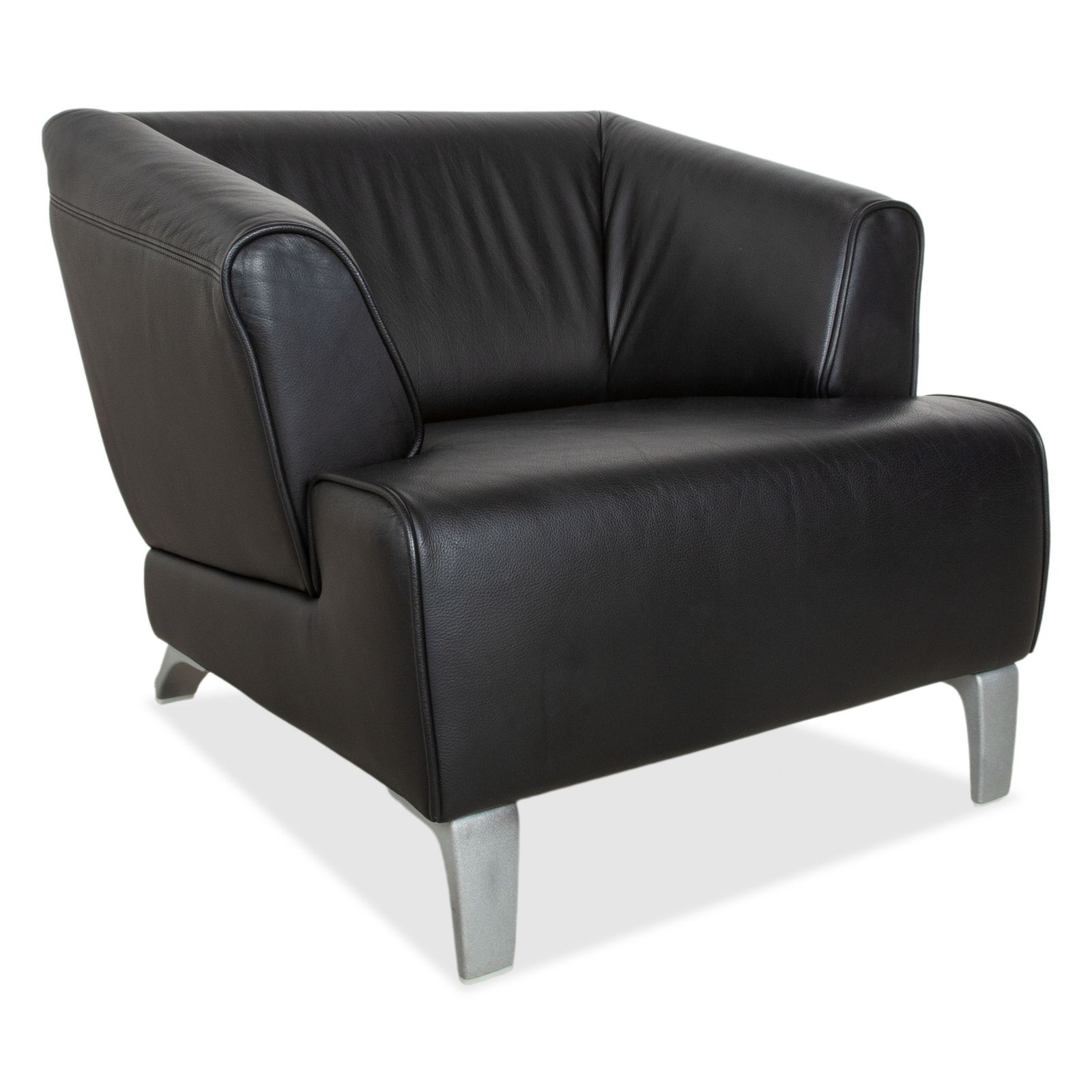 Rolf Benz 2300 Leather Armchair Black Metal Legs
