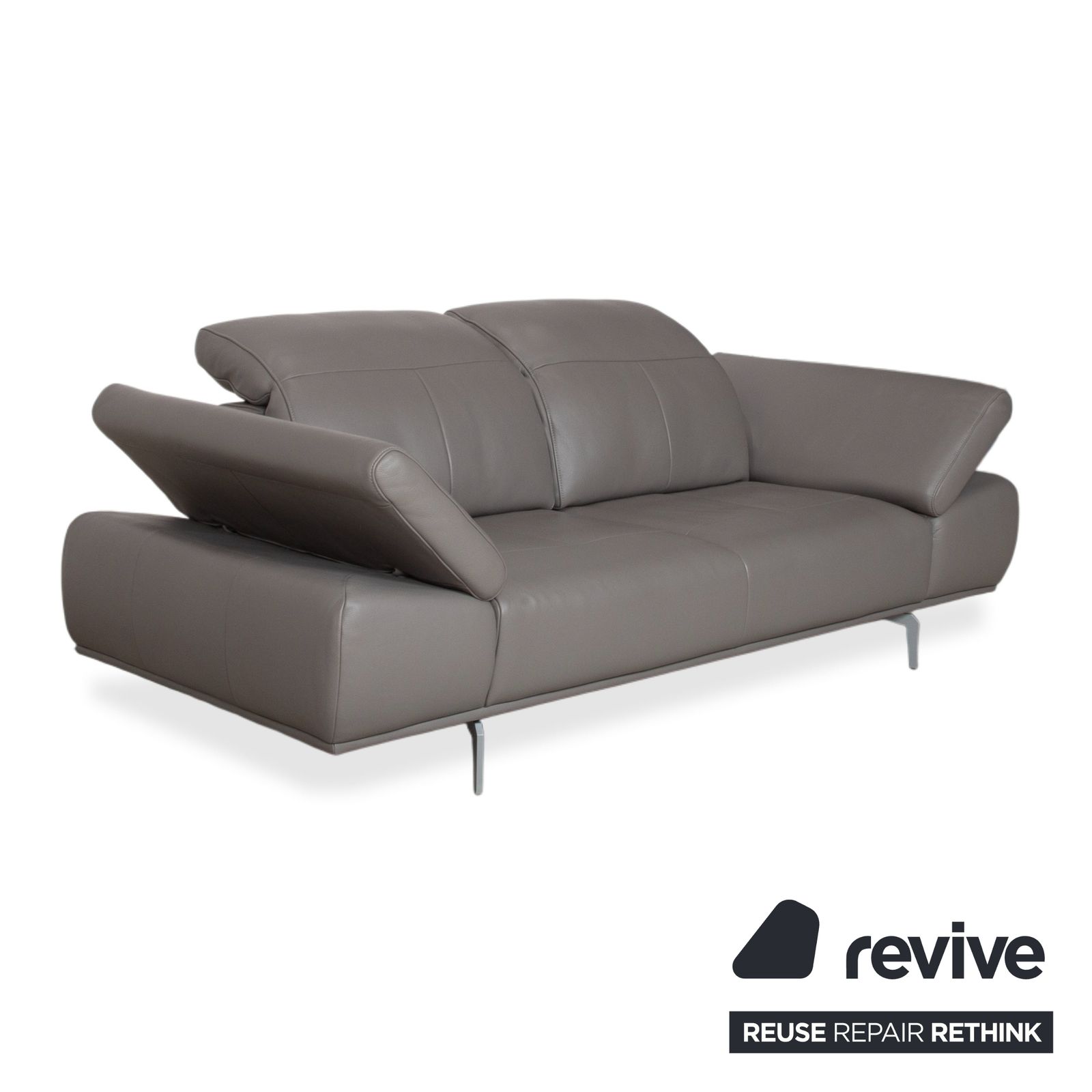 Canapé 2 places en cuir Willi Schillig Levi gris Elephant Gray Z77/25, fonction manuelle photo Mobilier
