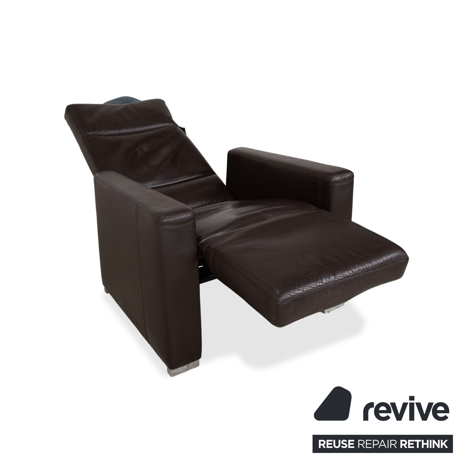 Brühl Alba Leather Armchair, Brown, Including Manual Reclining Function And Chrome Feet, Thick Leather photo 2123.0
